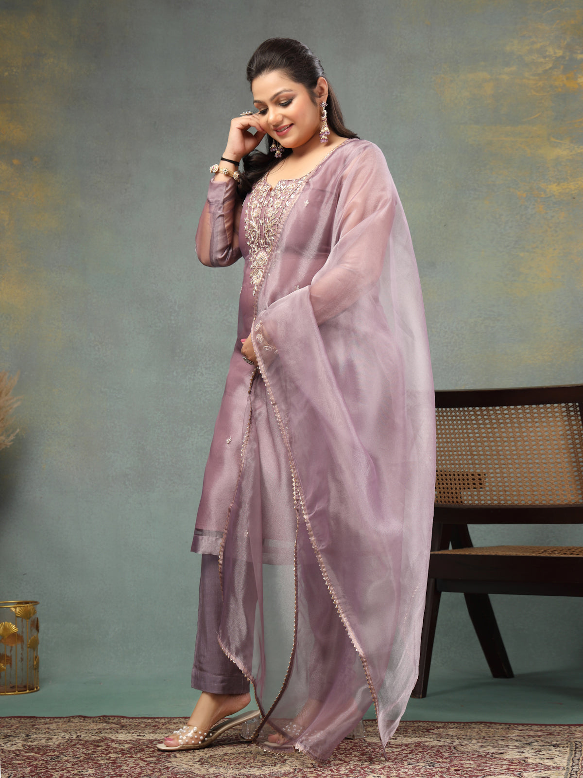Lavender Unstitch Suit with Handcrafted Heavy Zardozi Work
