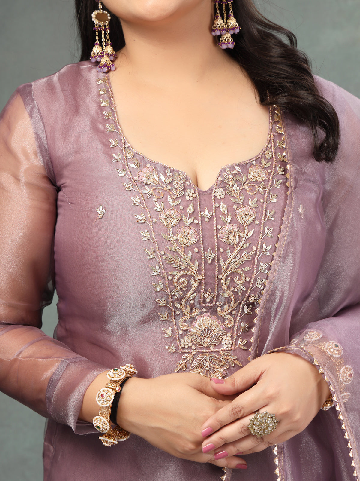 Lavender Unstitch Suit with Handcrafted Heavy Zardozi Work