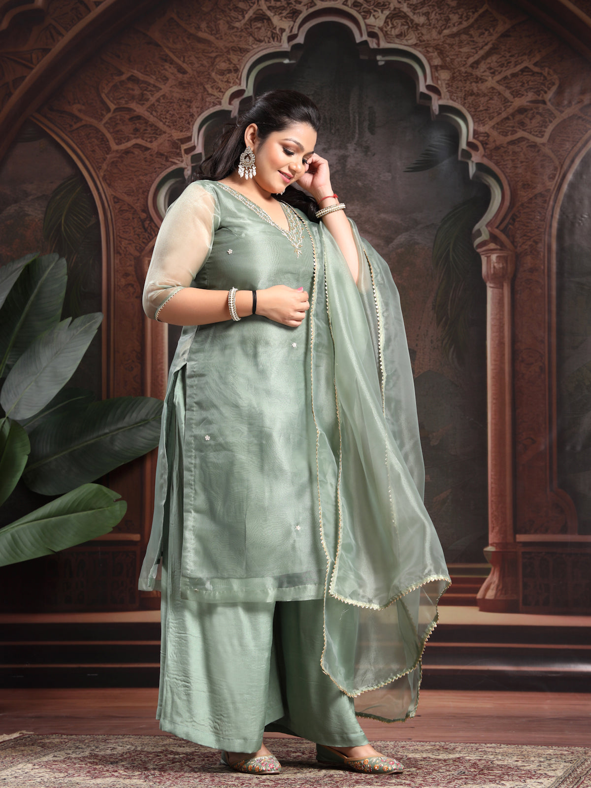 Soft Sage Green Unstitched Suit with Handcrafted Zardozi and Pearl Work