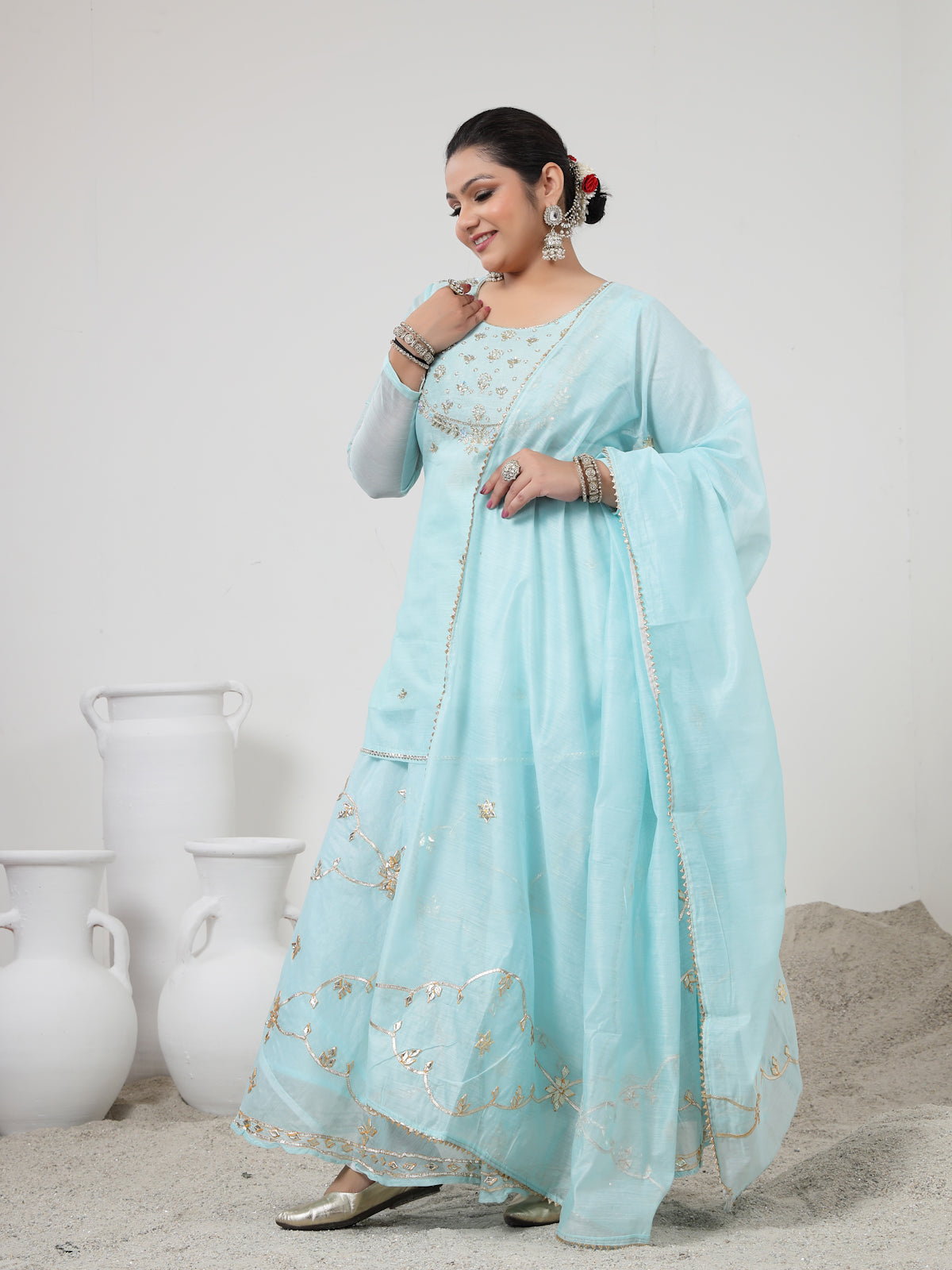 Serene Sky Semi-Stitched Lehenga Set