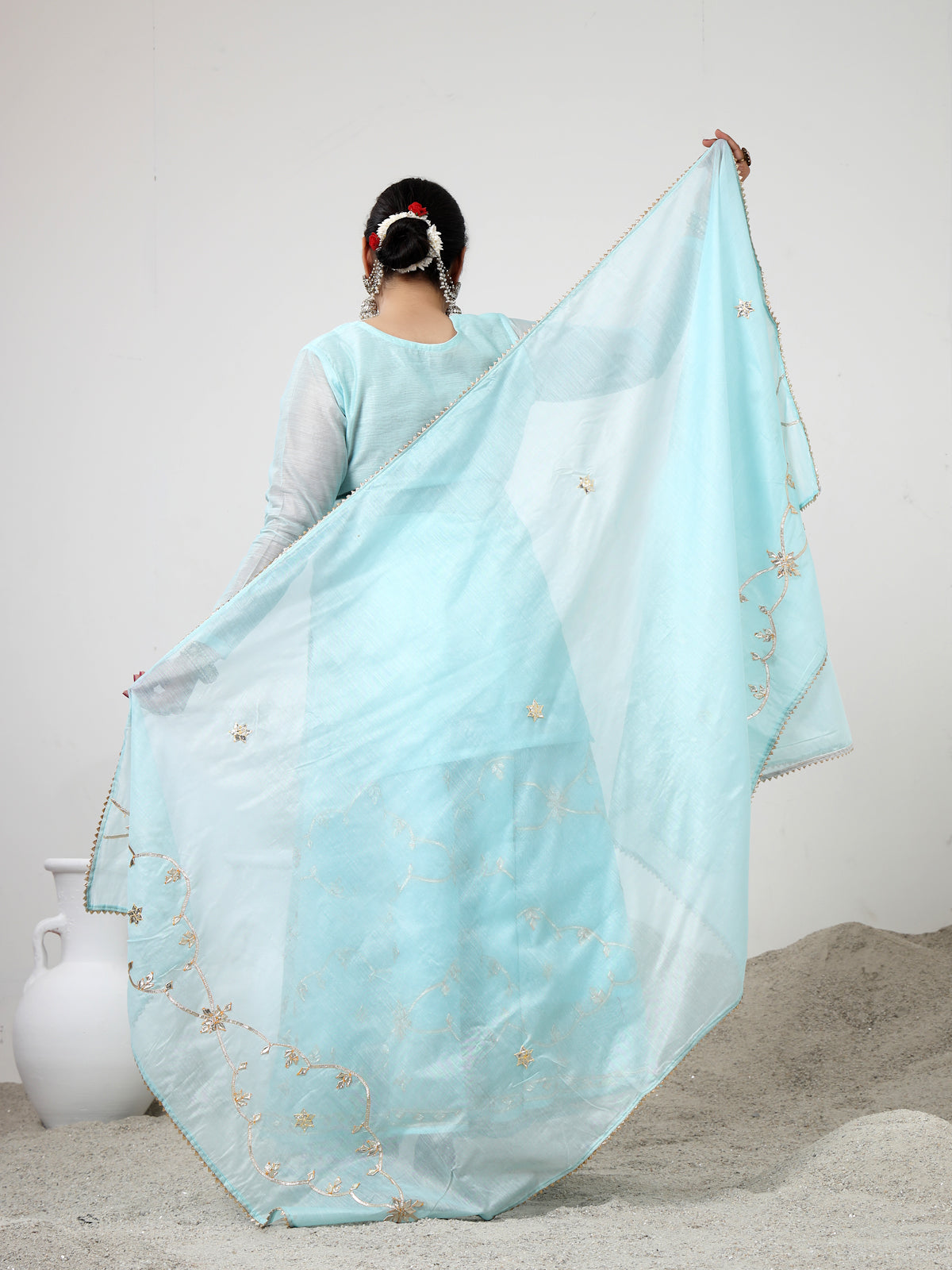 Serene Sky Semi-Stitched Lehenga Set