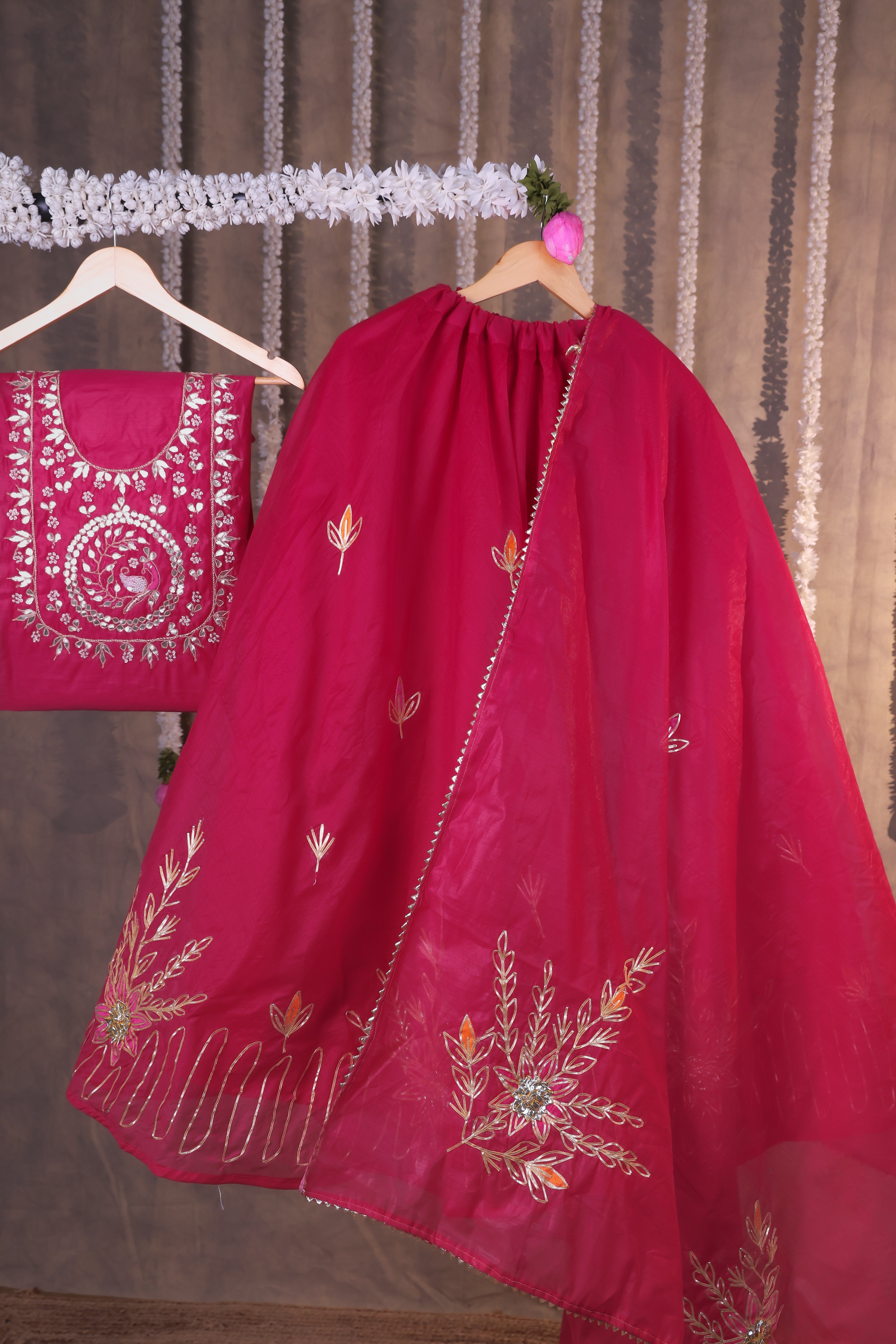 Maharani Magenta Pink Semi-Stitched Lehenga Set