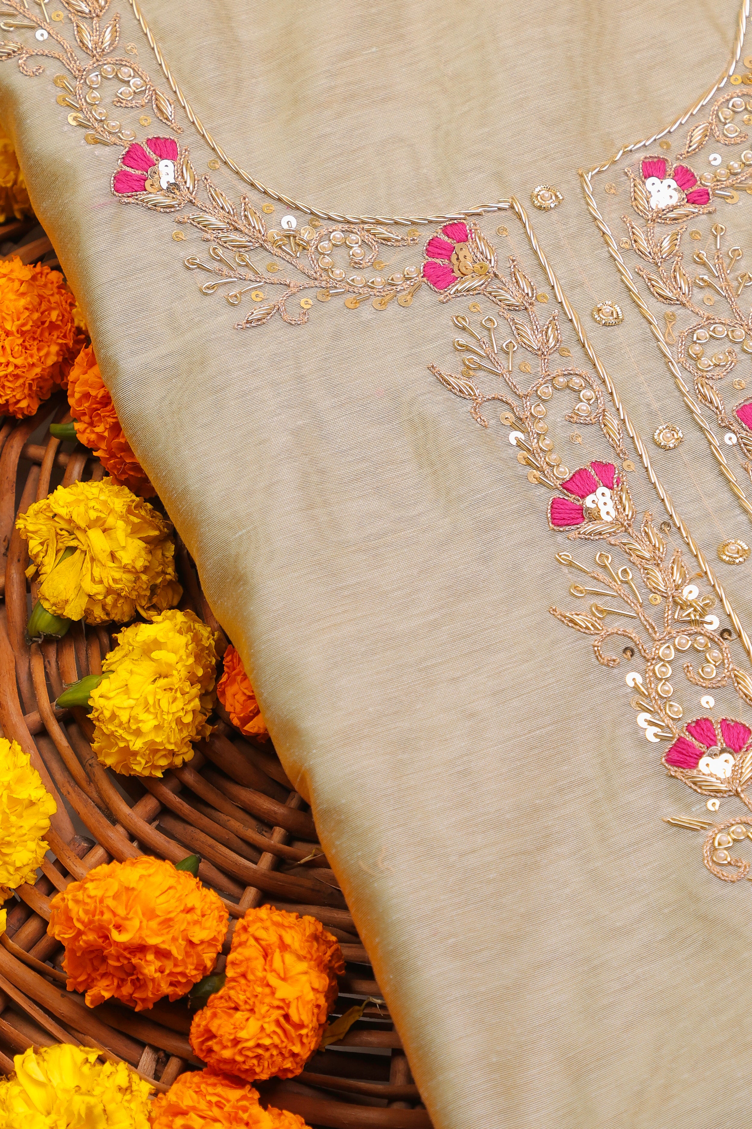 Pista Green Unstitch Suit with Handcrafted Heavy Zardosi and Rani Thread Work