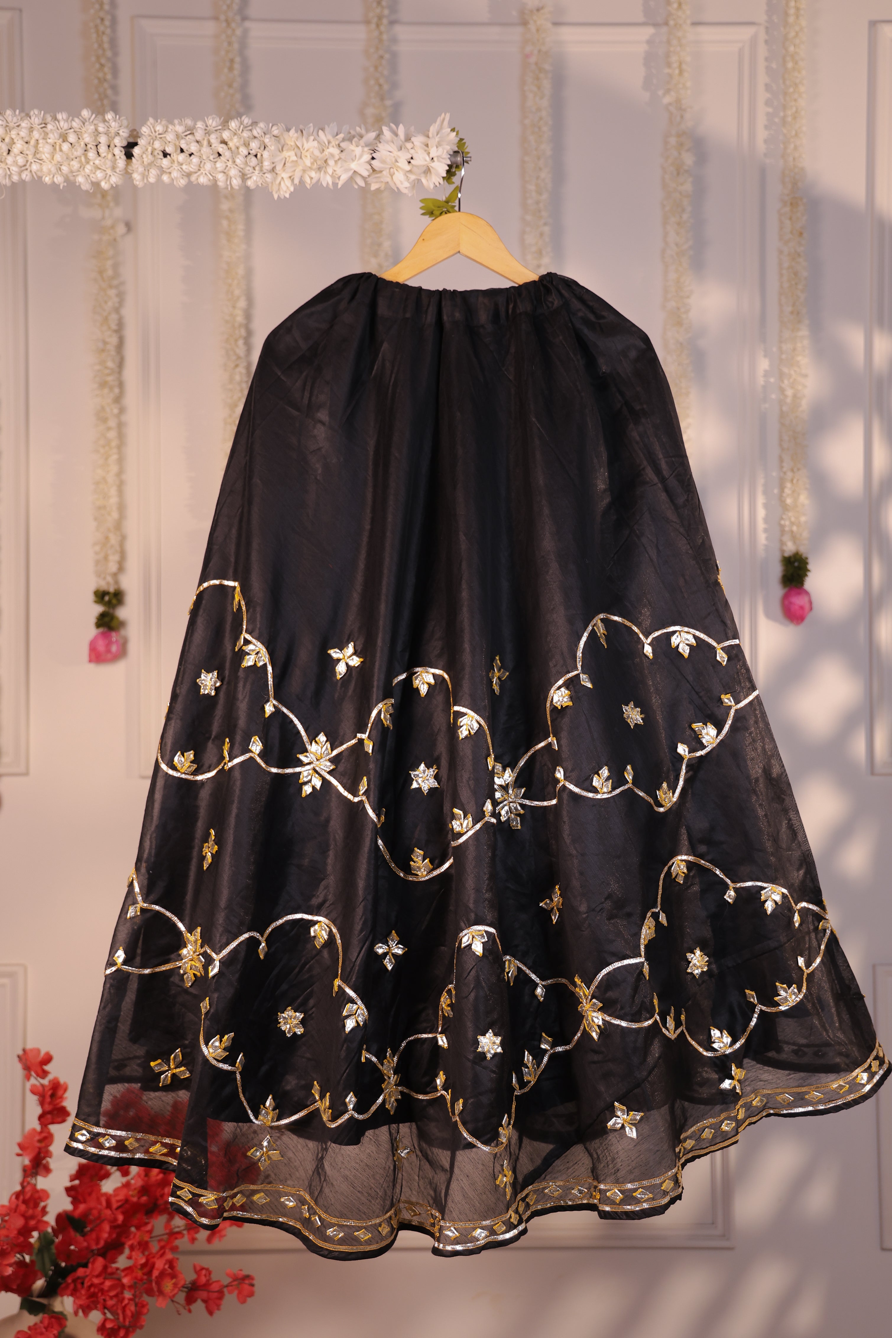 Obsidian Noir Black Semi-Stitched Lehenga Set