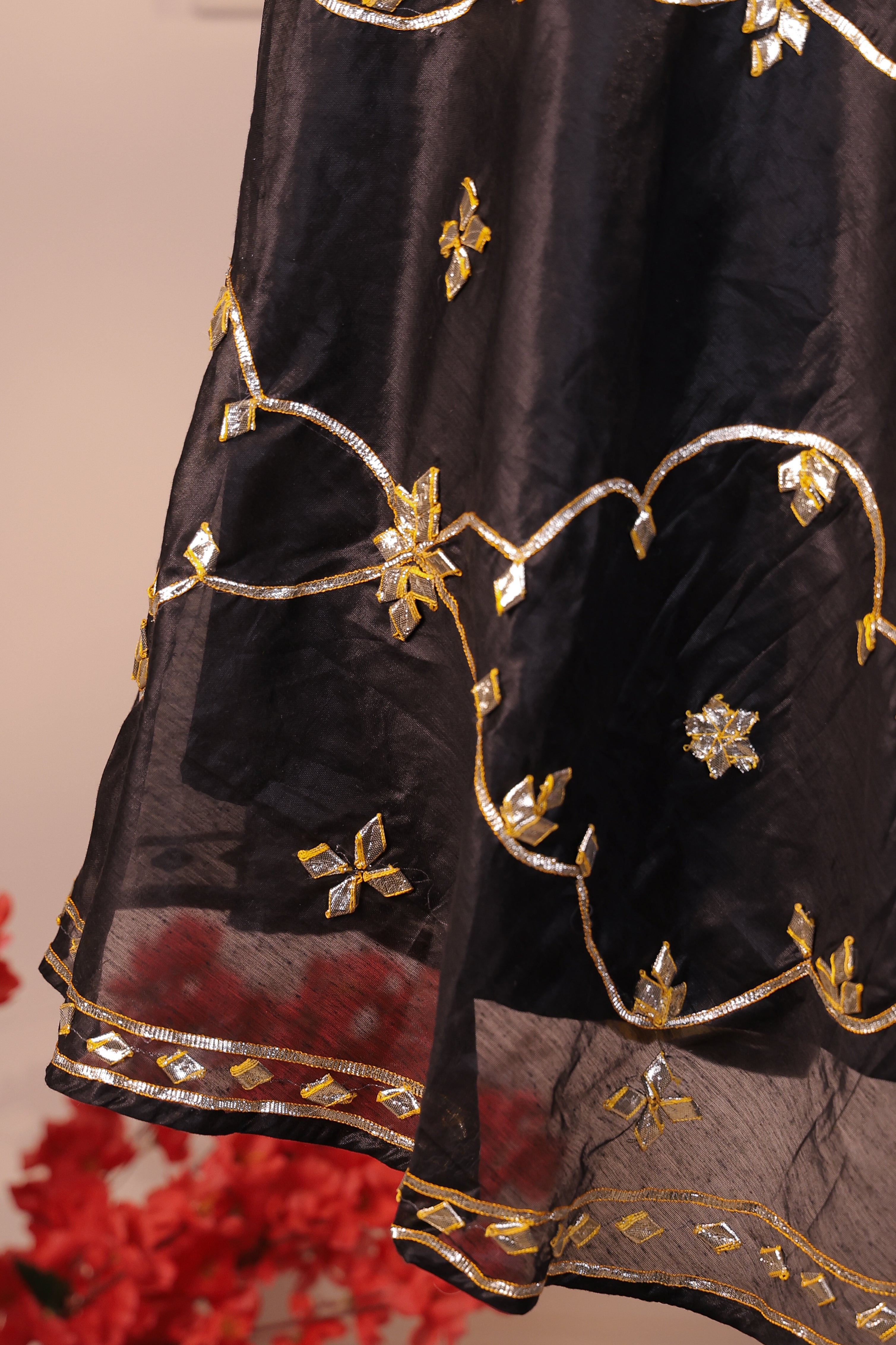 Obsidian Noir Black Semi-Stitched Lehenga Set