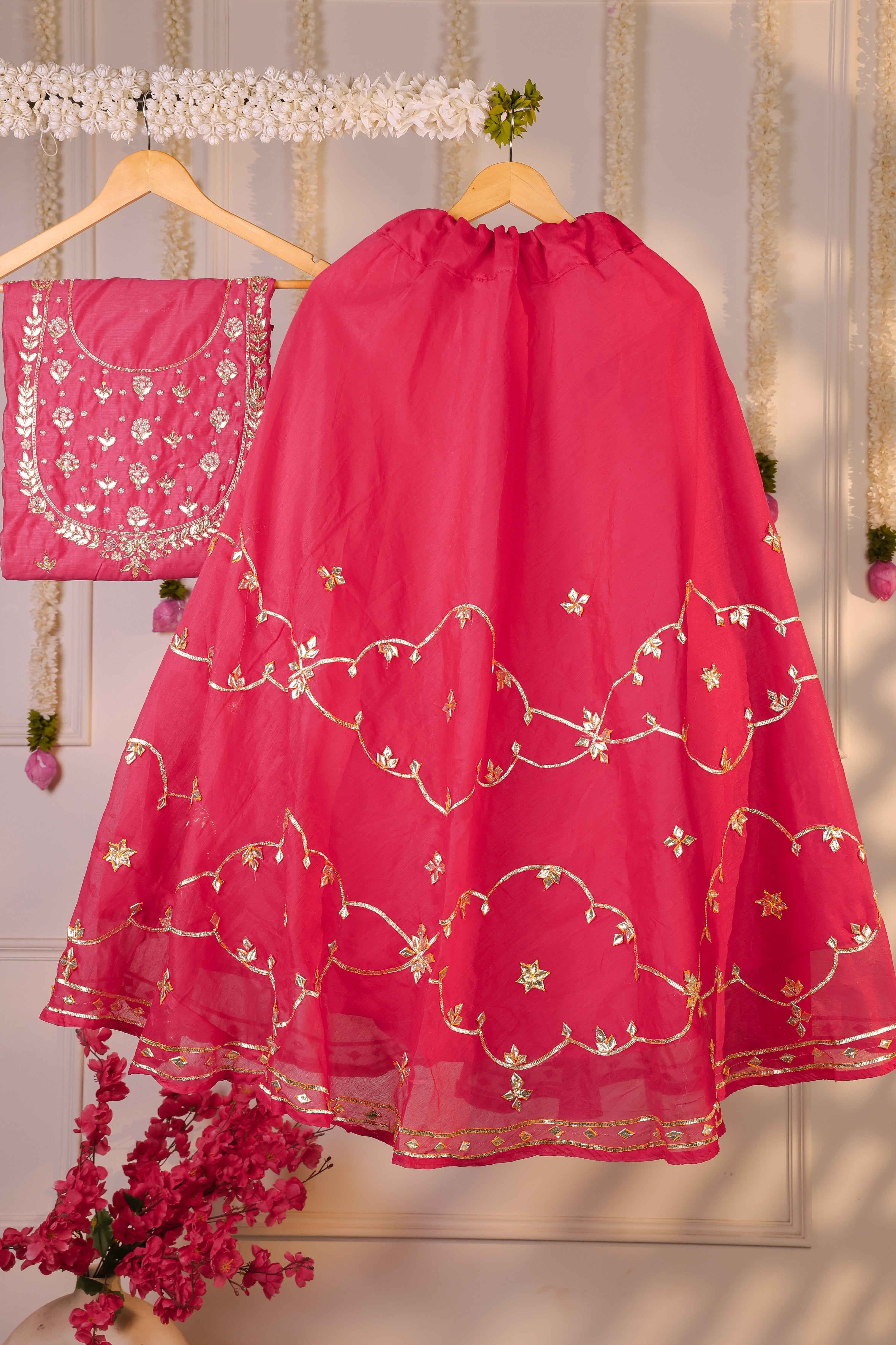 Gulabi Grandeur Semi-Stitched Lehenga Set