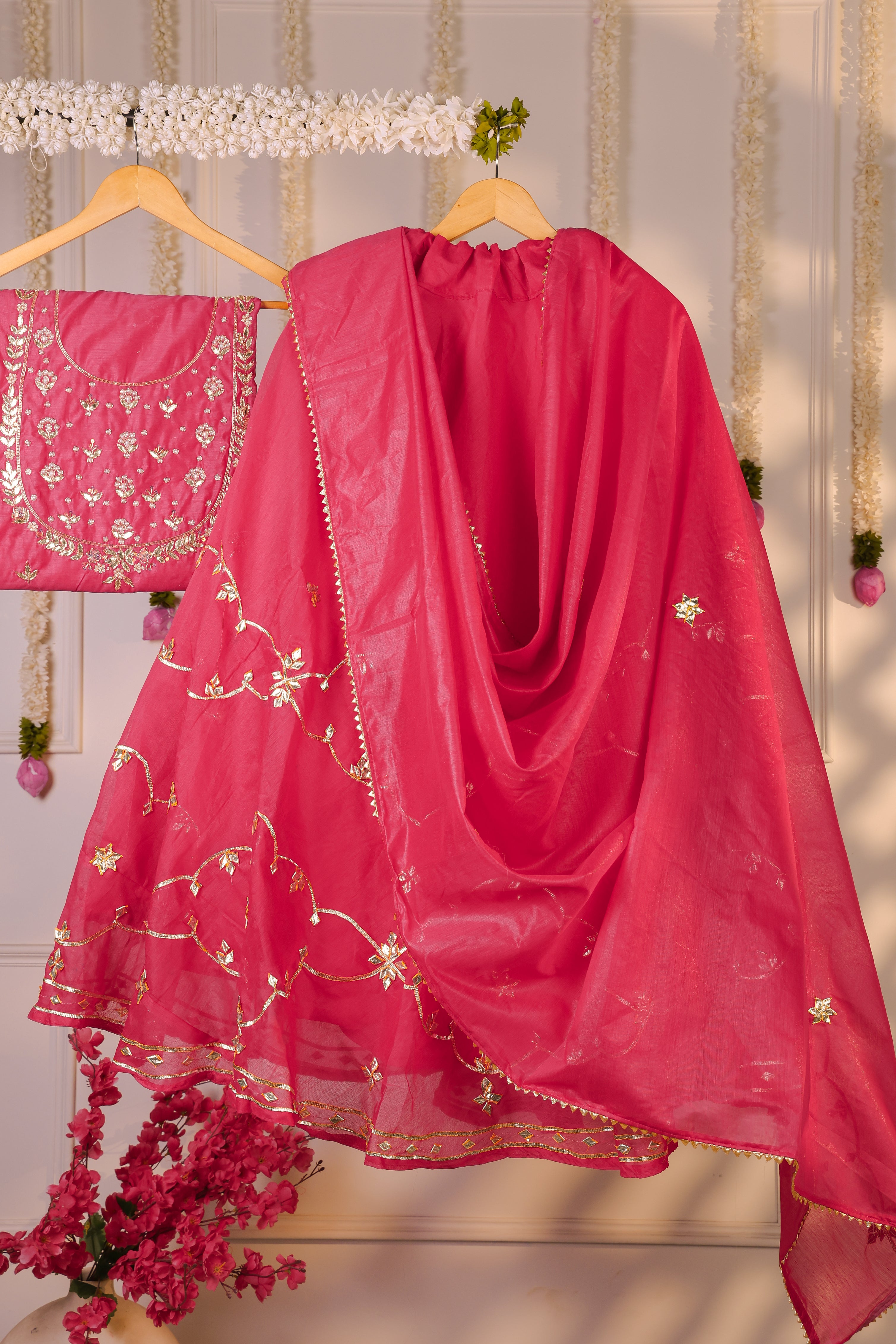 Gulabi Grandeur Semi-Stitched Lehenga Set