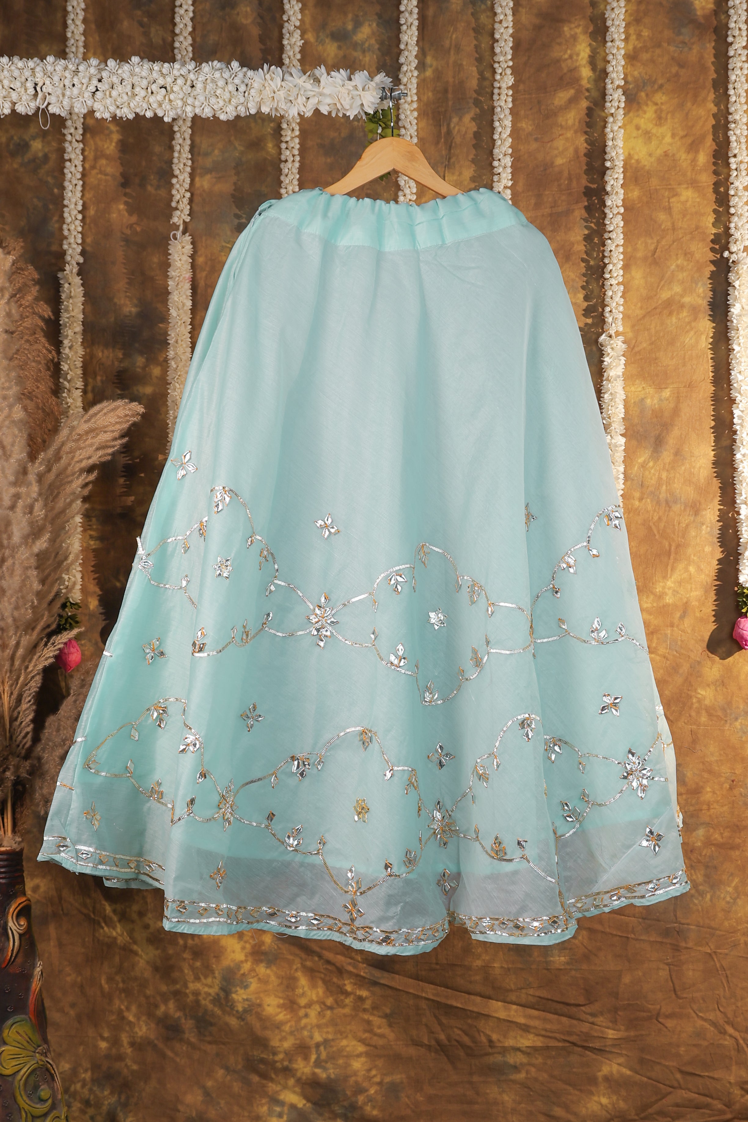 Serene Sky Semi-Stitched Lehenga Set