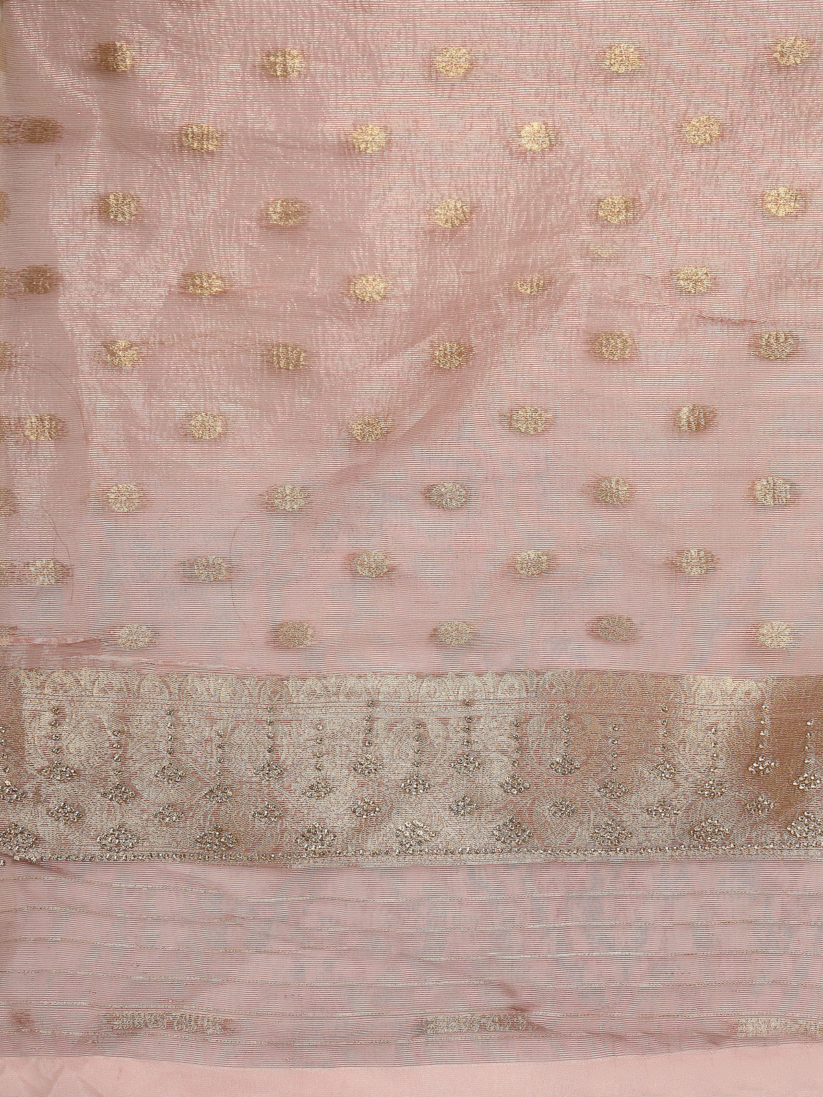 Champagne Gold Organza Silk Saree