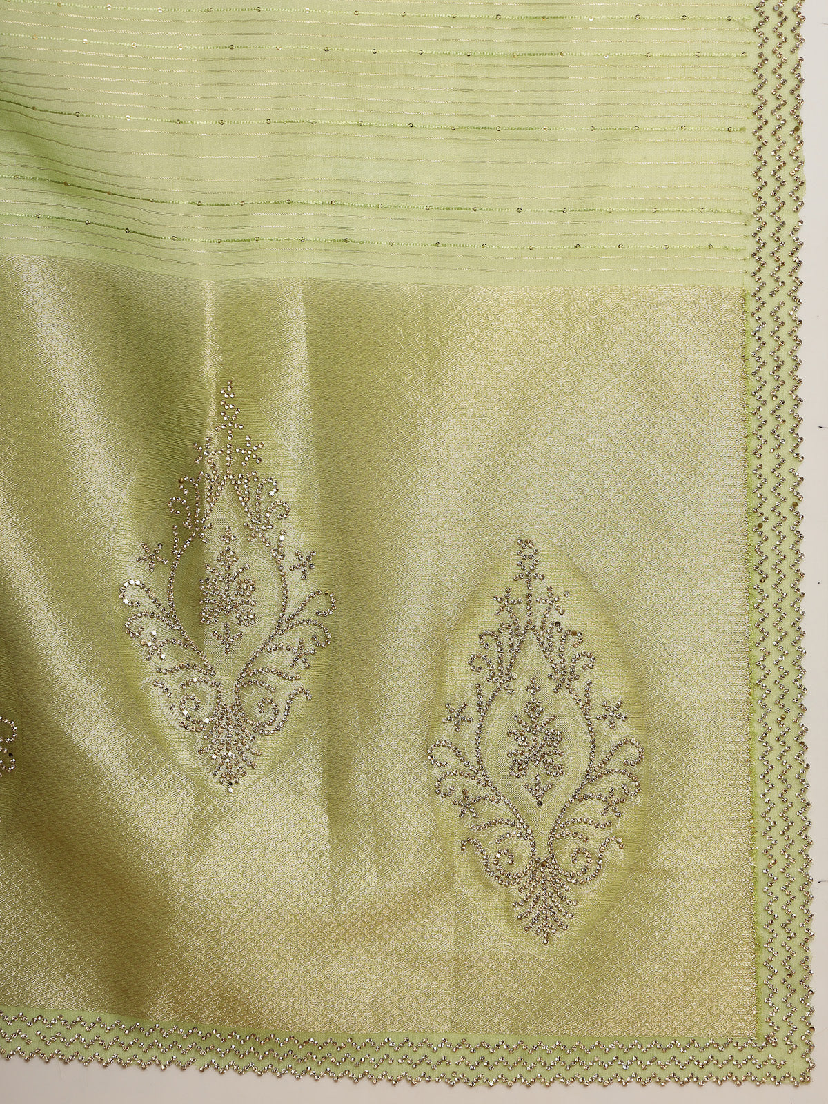 Pista Green Organza Silk Saree with Elegant Zari Border