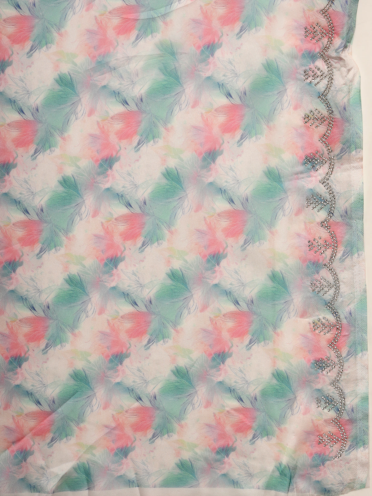 Multi Color Floral Printed Organza Saree