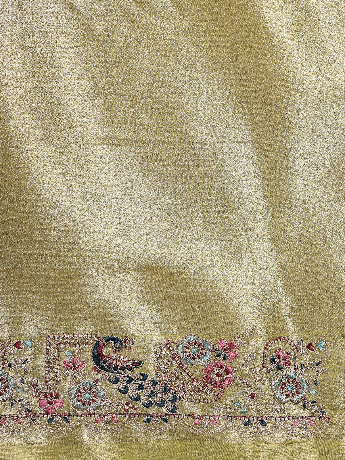 Olive Green Organza Embroidered Saree