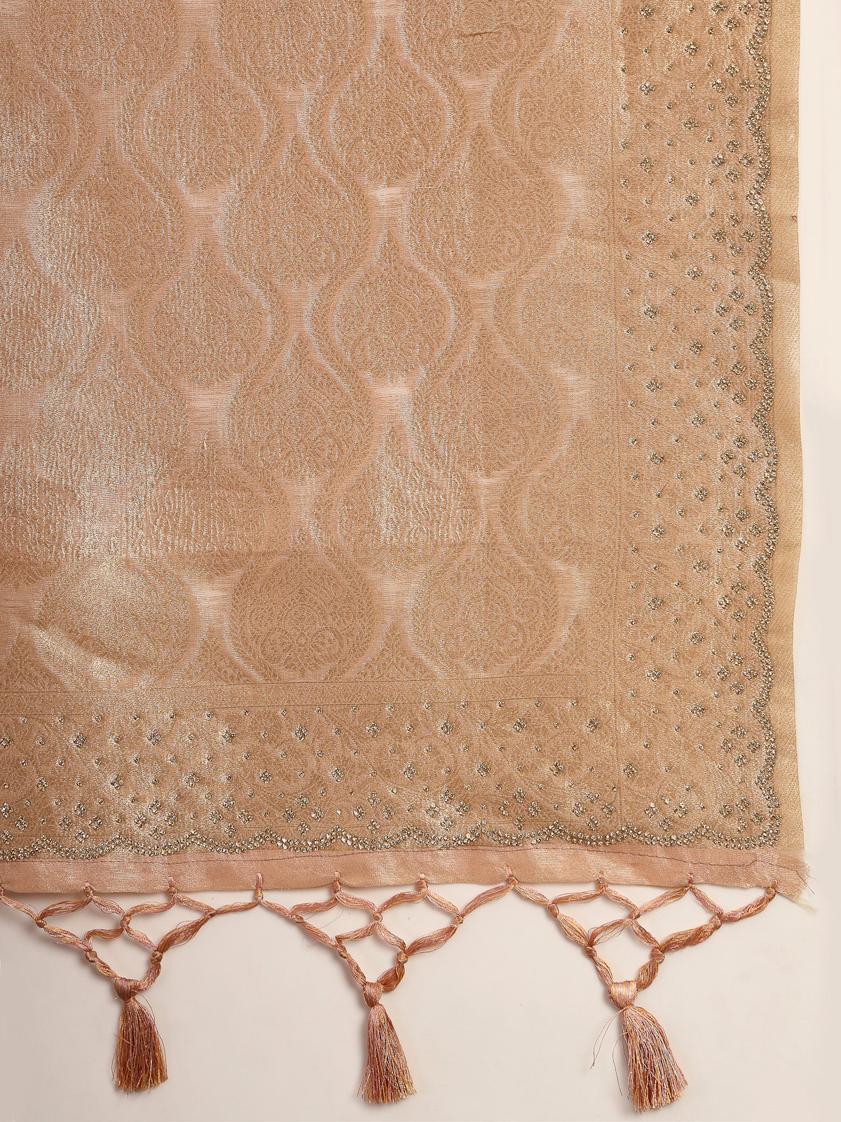 Blush Pink Handmade Zari Work Organza Saree
