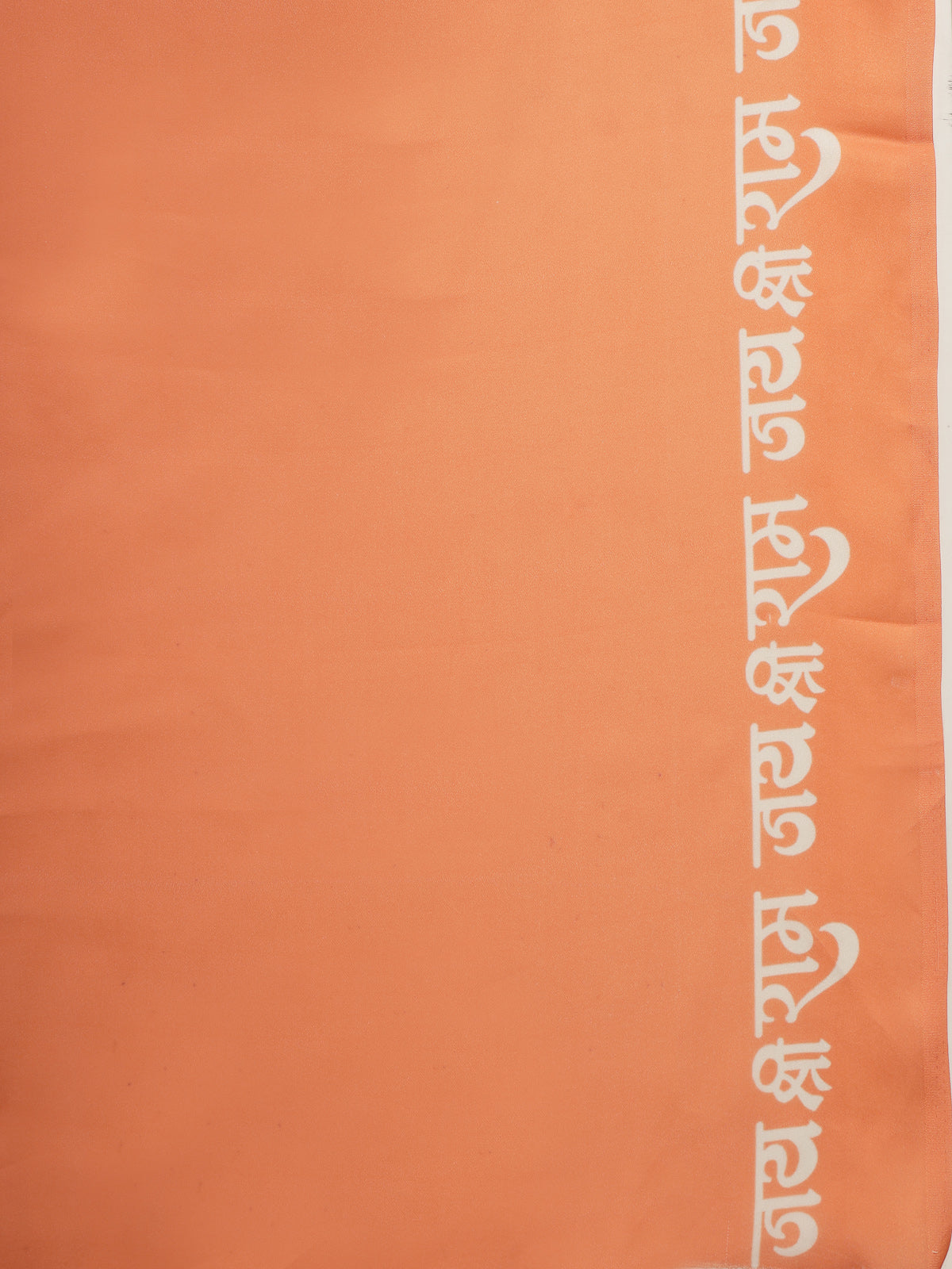 Saffron Orange Cultural Print Satin Saree