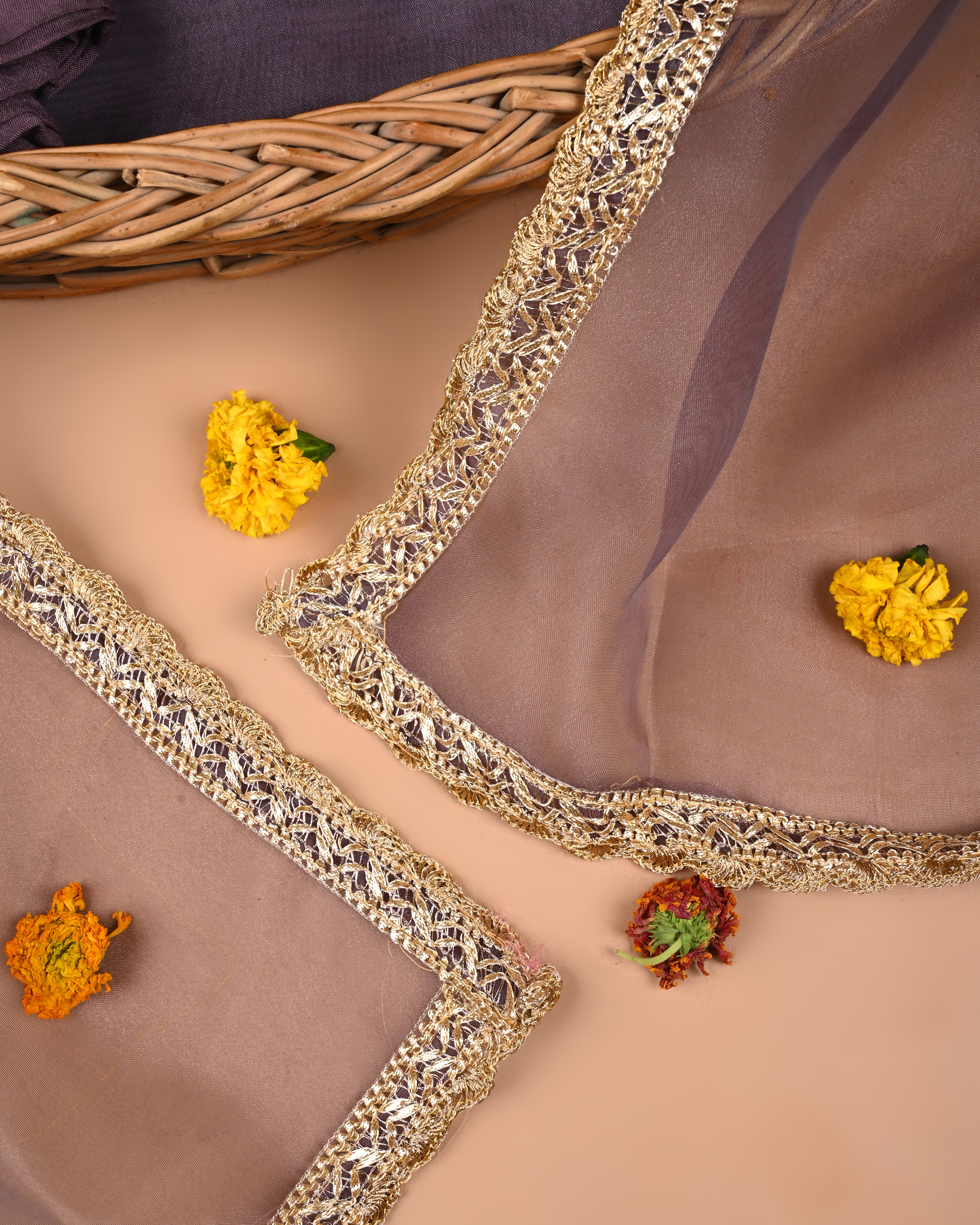 Royal Lavender Unstitched Organza Tissue Suit with Heavy Zardosi & Gota Patti Work