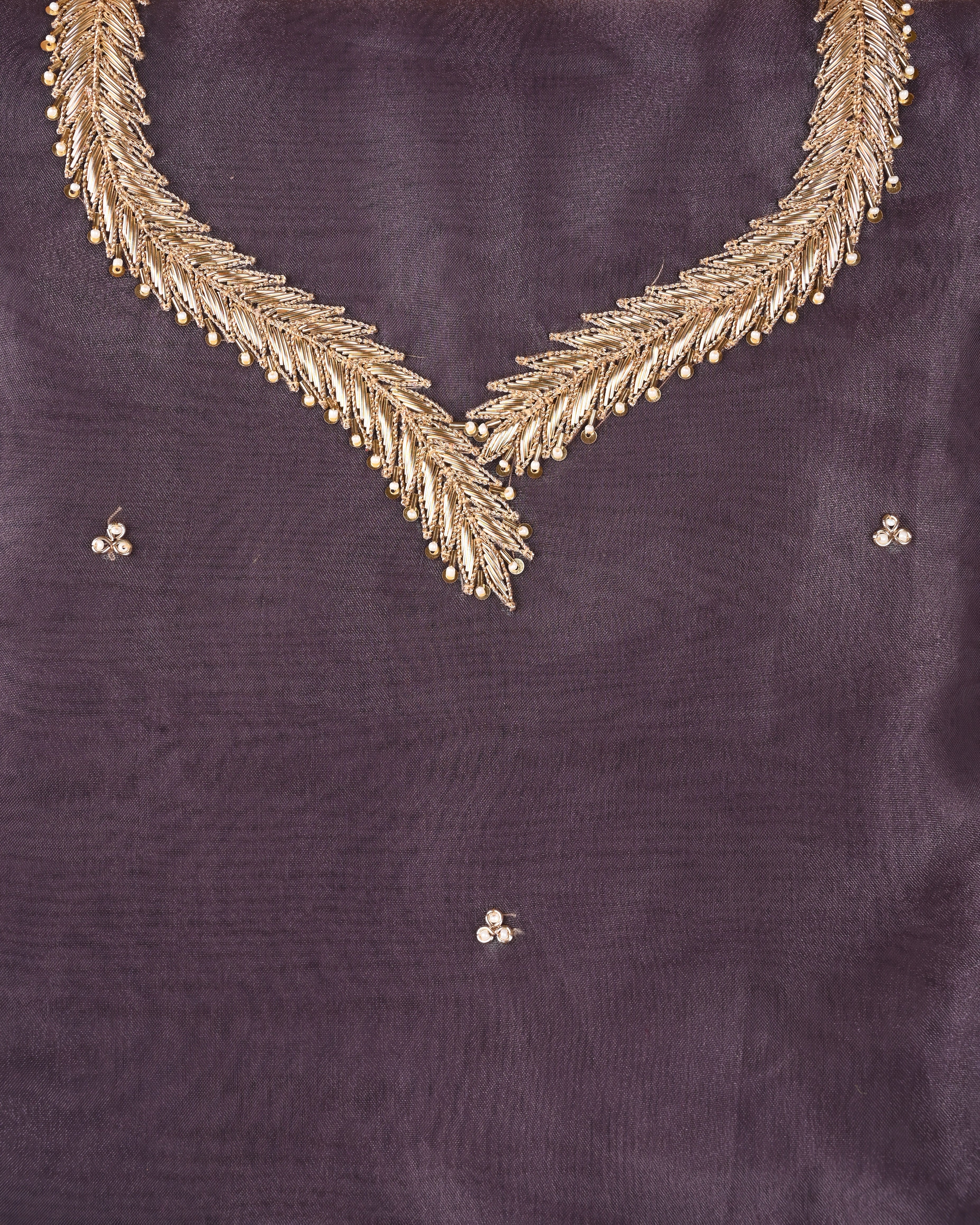 Royal Lavender Unstitched Organza Tissue Suit with Heavy Zardosi & Gota Patti Work