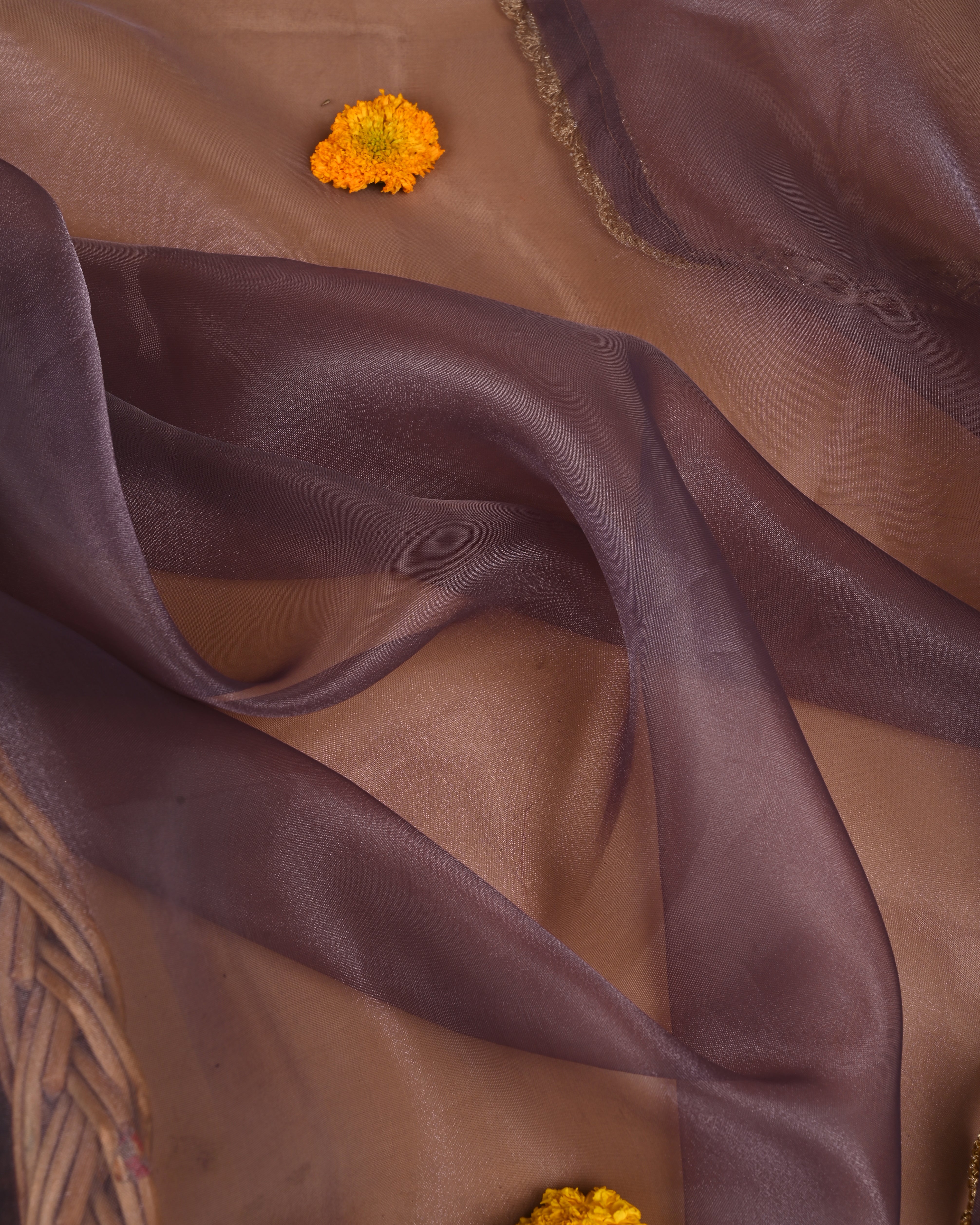 Royal Lavender Unstitched Organza Tissue Suit with Heavy Zardosi & Gota Patti Work