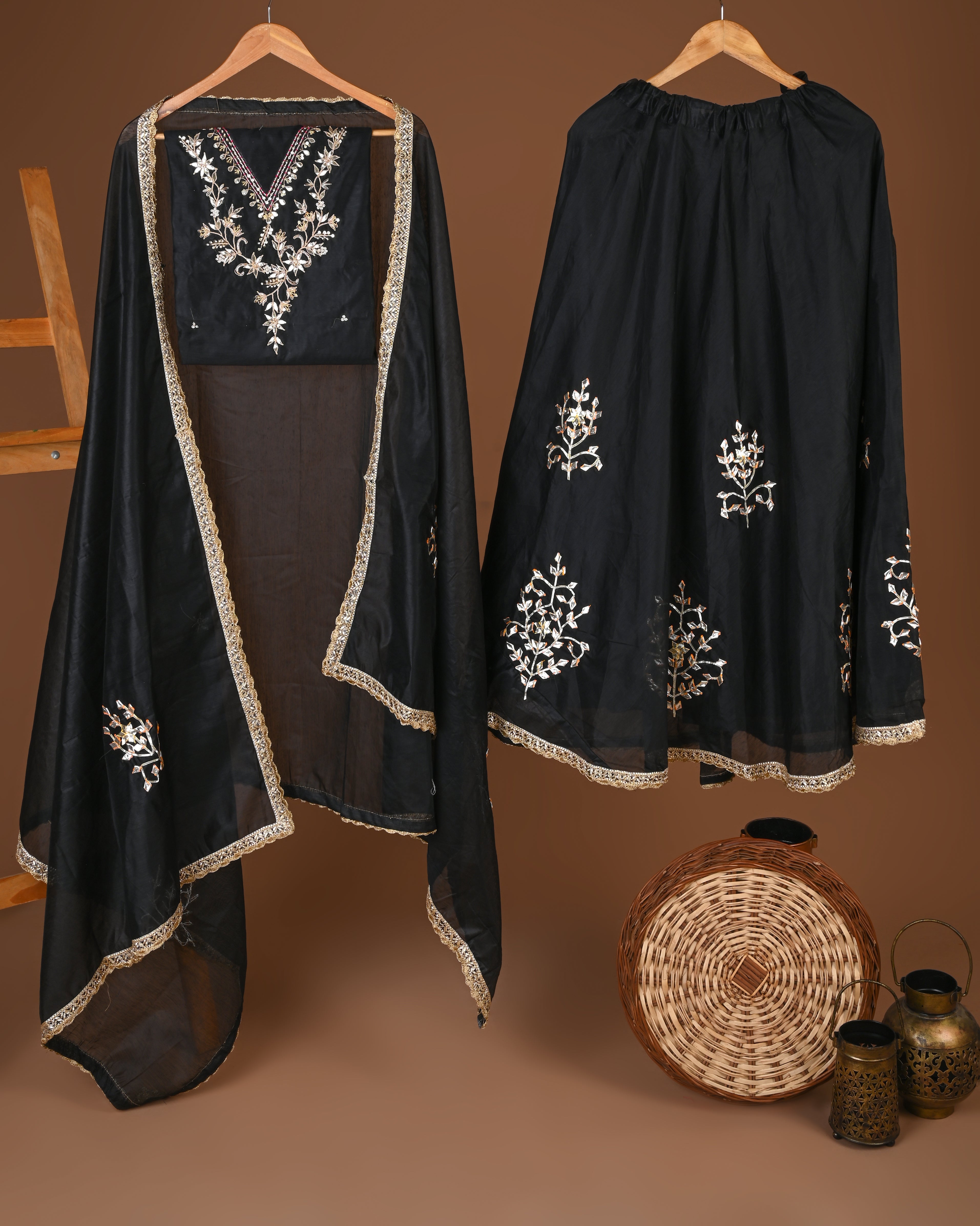 Noir Majesty Silk Lehenga Set