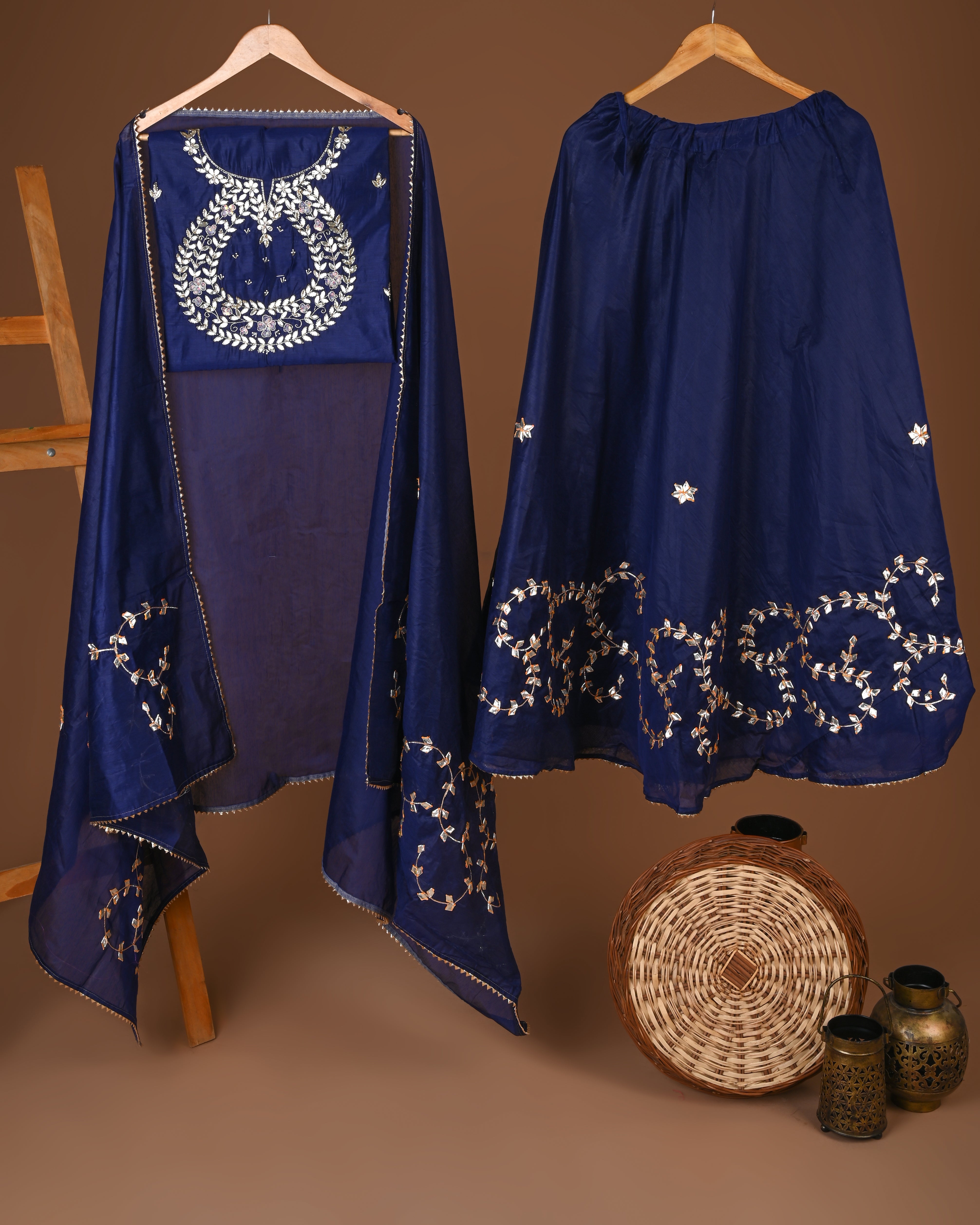 Royal Blue Semistitched Lehenga Set