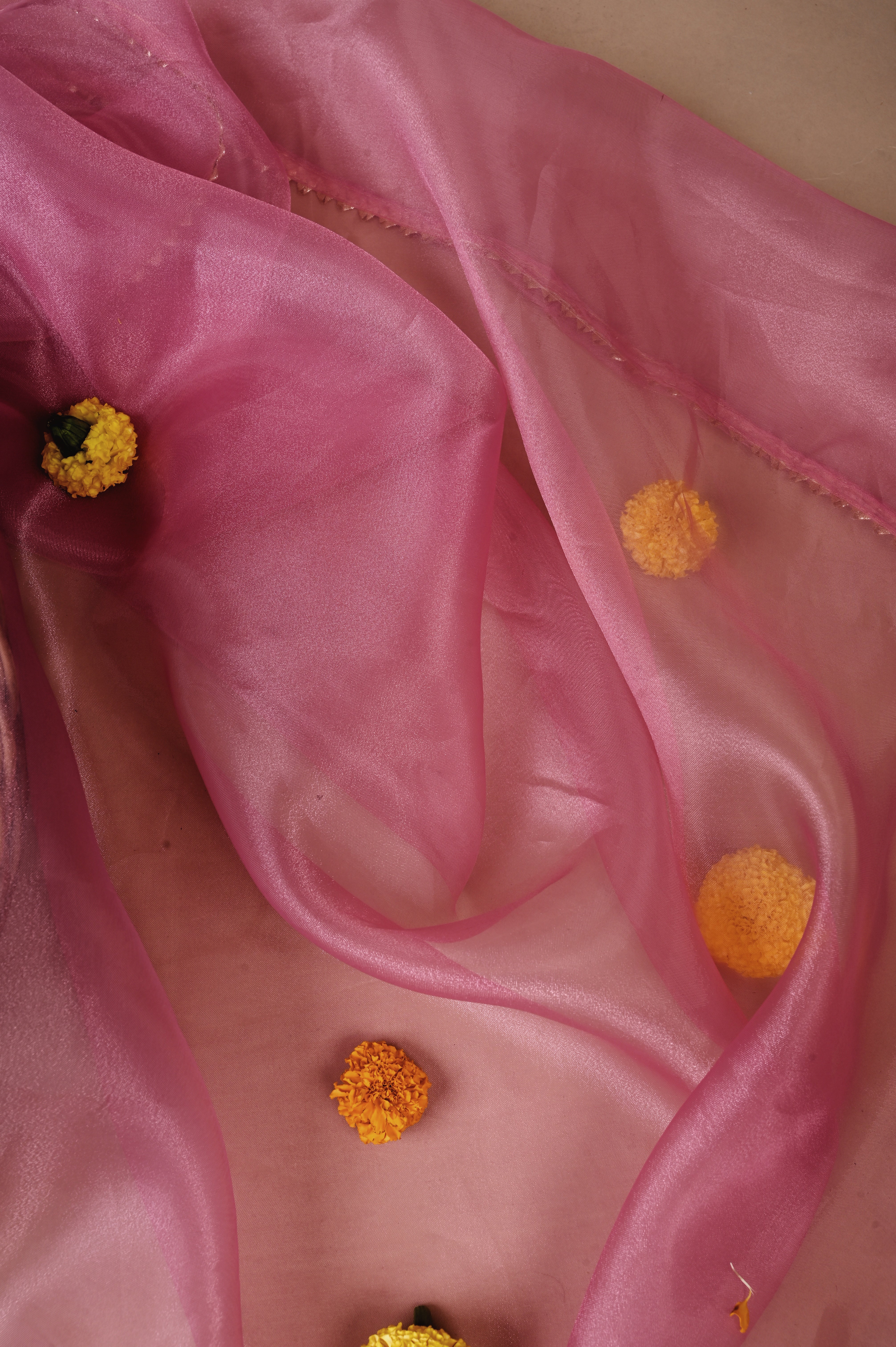 Rouge Pink Royal Radiance Unstitched Suit Set in Organza Tissue Silk