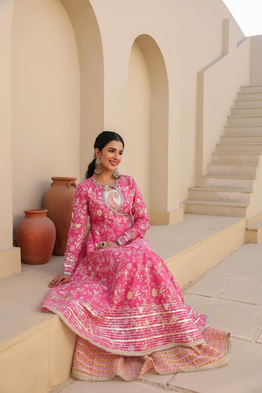 Blush Pink Gown with Embellished Jacket Set