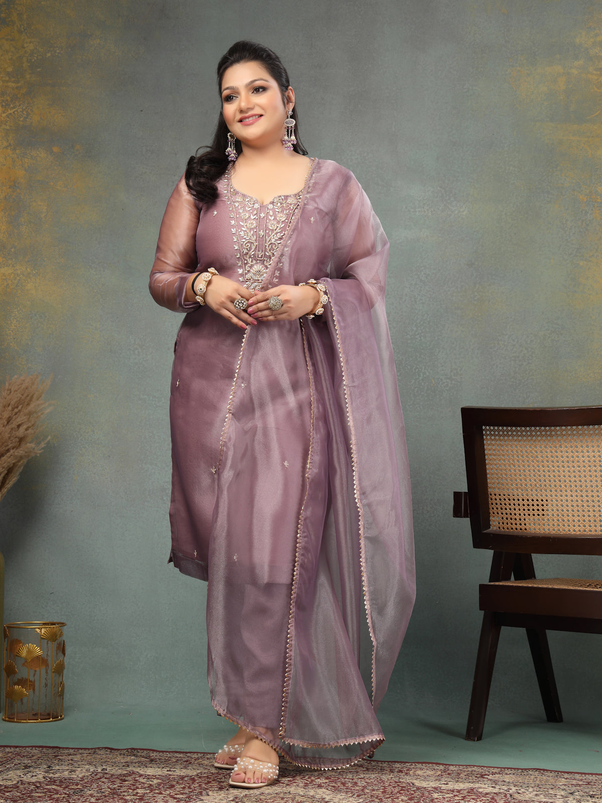 Lavender Unstitch Suit with Handcrafted Heavy Zardozi Work