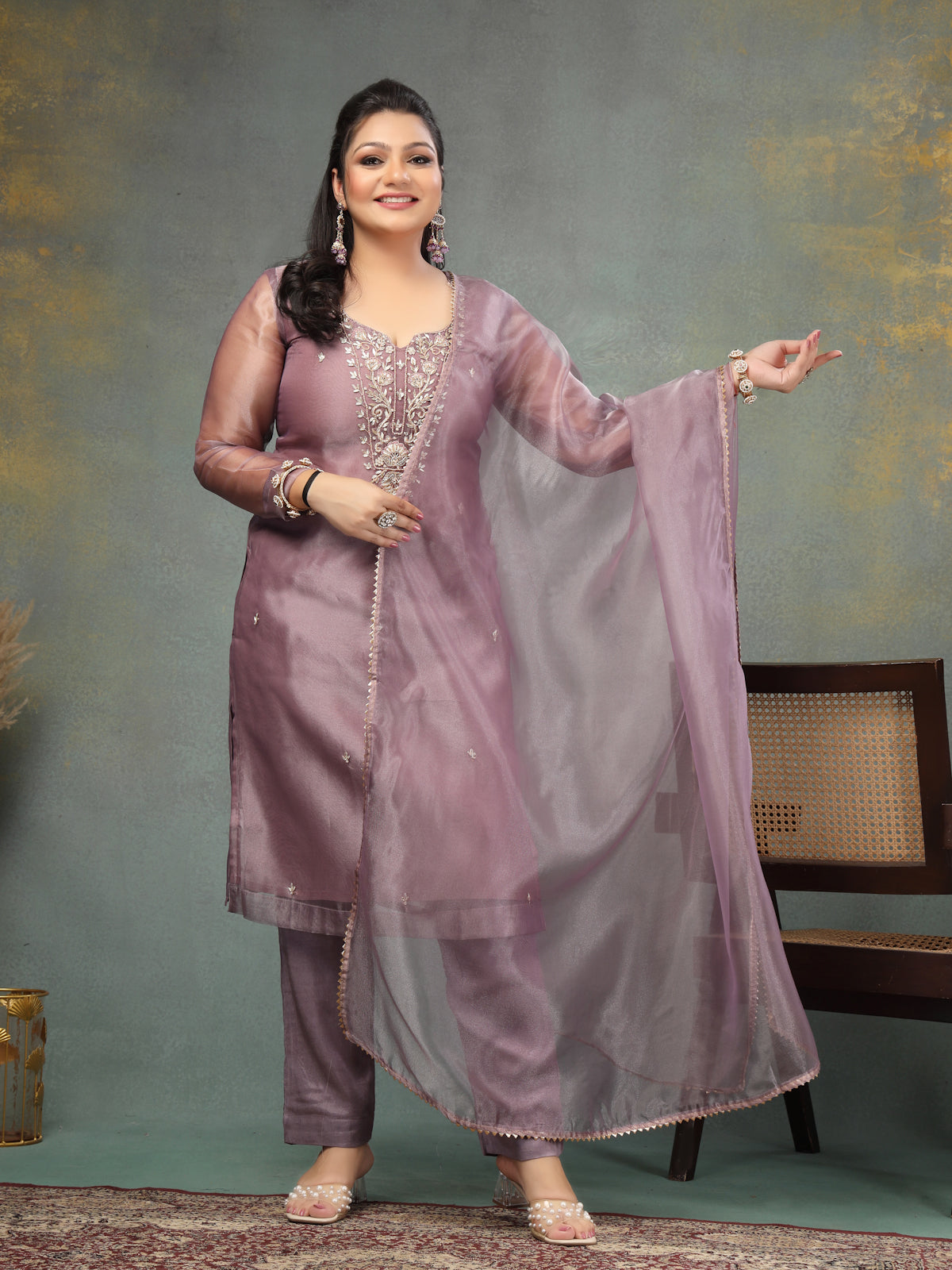Lavender Unstitch Suit with Handcrafted Heavy Zardozi Work