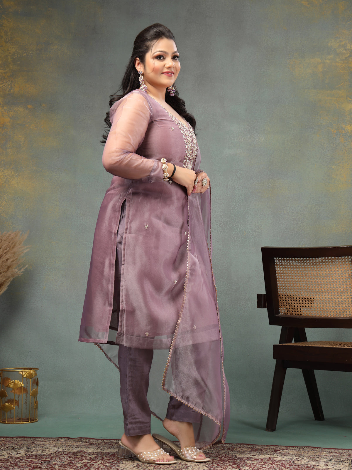Lavender Unstitch Suit with Handcrafted Heavy Zardozi Work