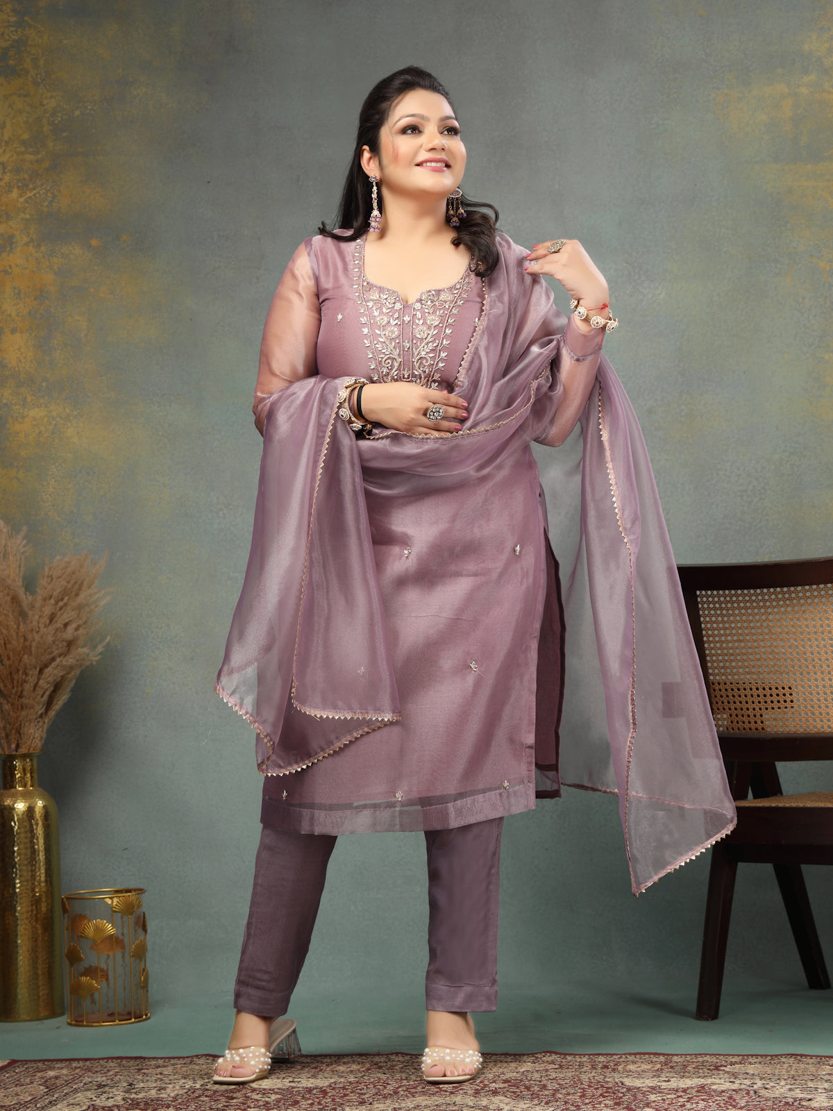 Lavender Unstitch Suit with Handcrafted Heavy Zardozi Work