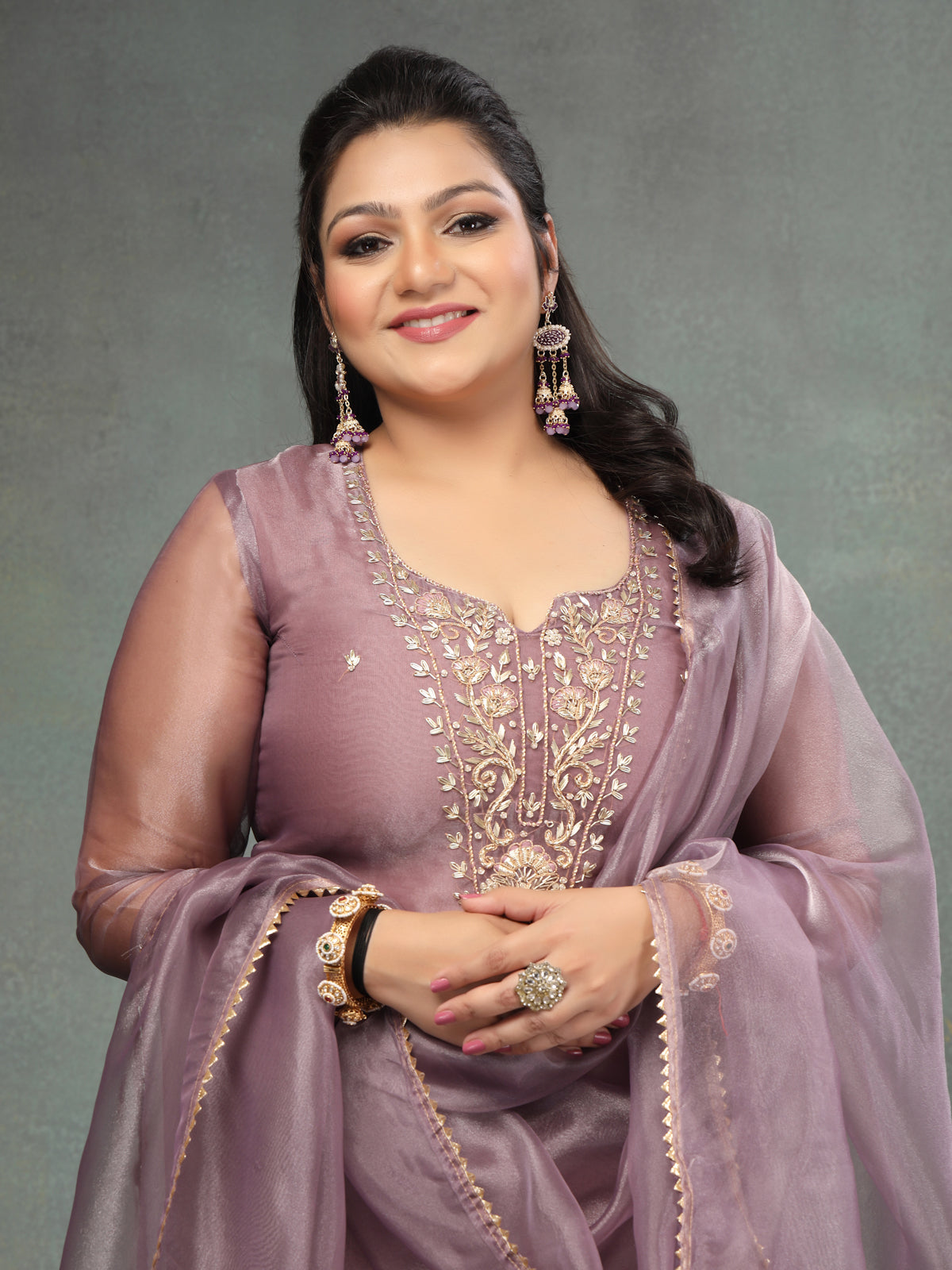 Lavender Unstitch Suit with Handcrafted Heavy Zardozi Work