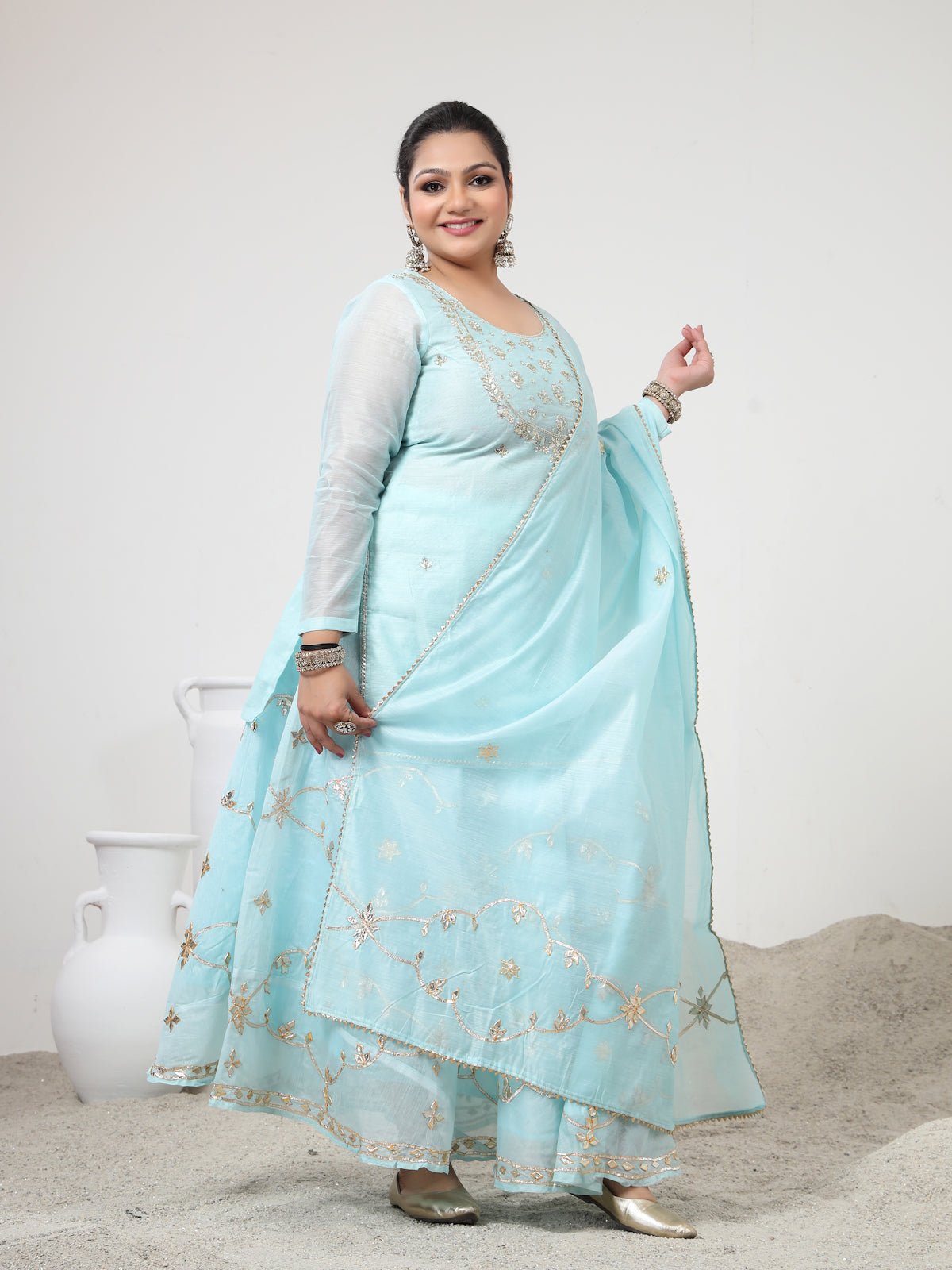 Serene Sky Semi-Stitched Lehenga Set