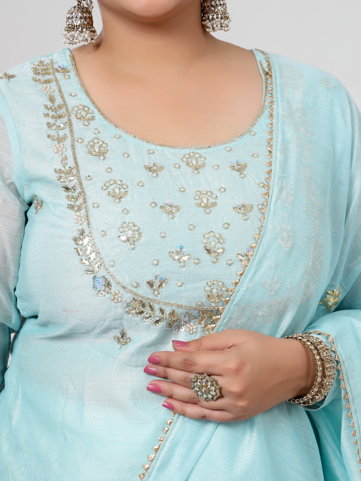 Serene Sky Semi-Stitched Lehenga Set