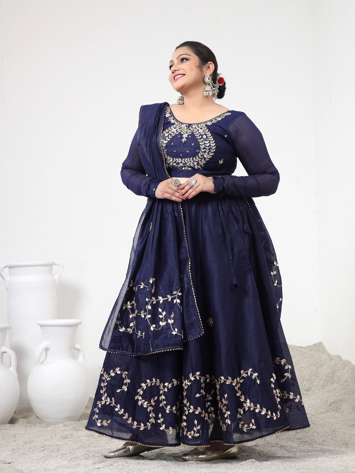 Royal Blue Semistitched Lehenga Set