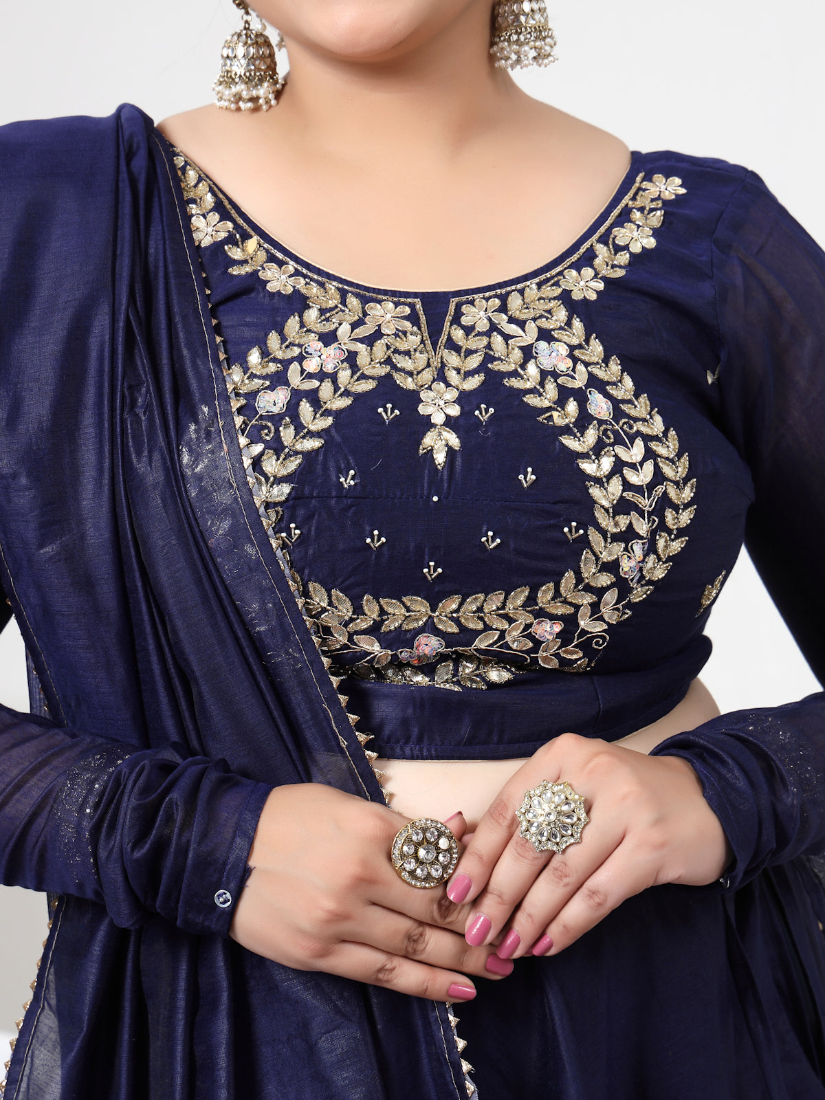 Royal Blue Semistitched Lehenga Set