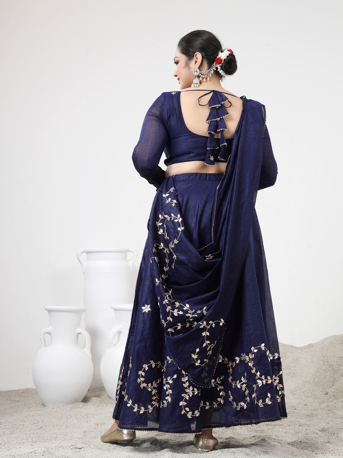 Royal Blue Semistitched Lehenga Set