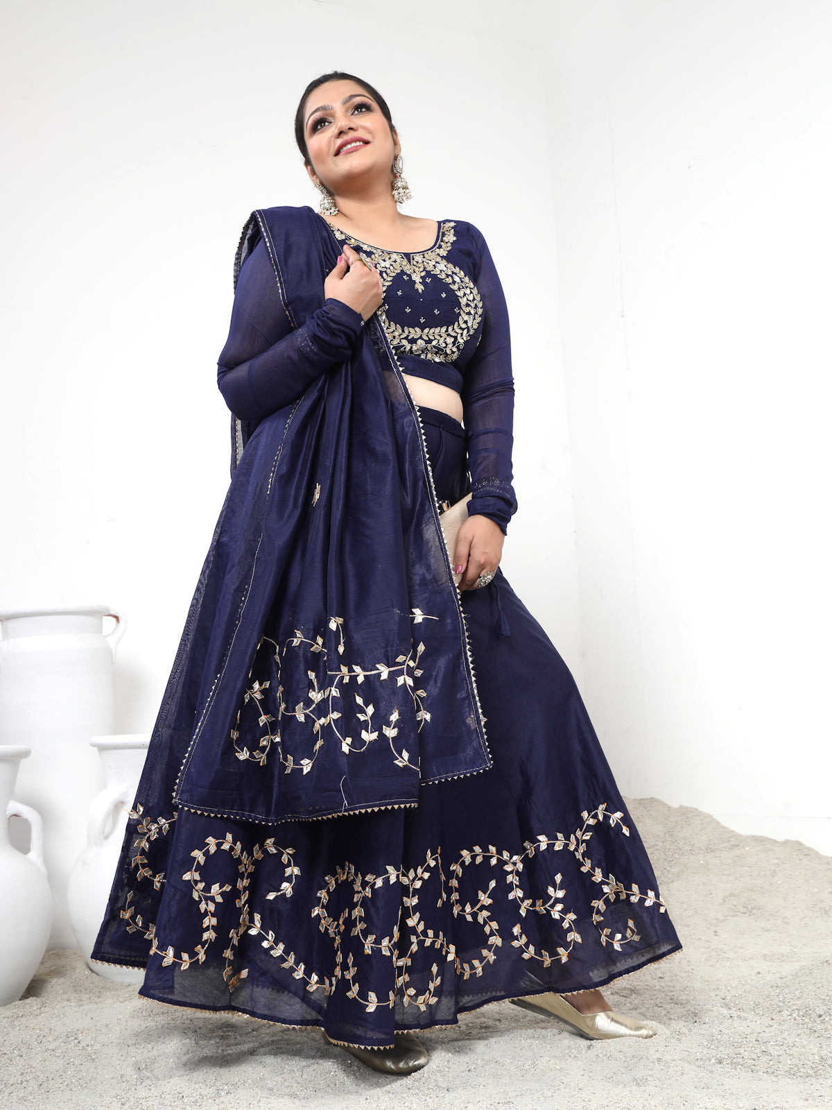 Royal Blue Semistitched Lehenga Set