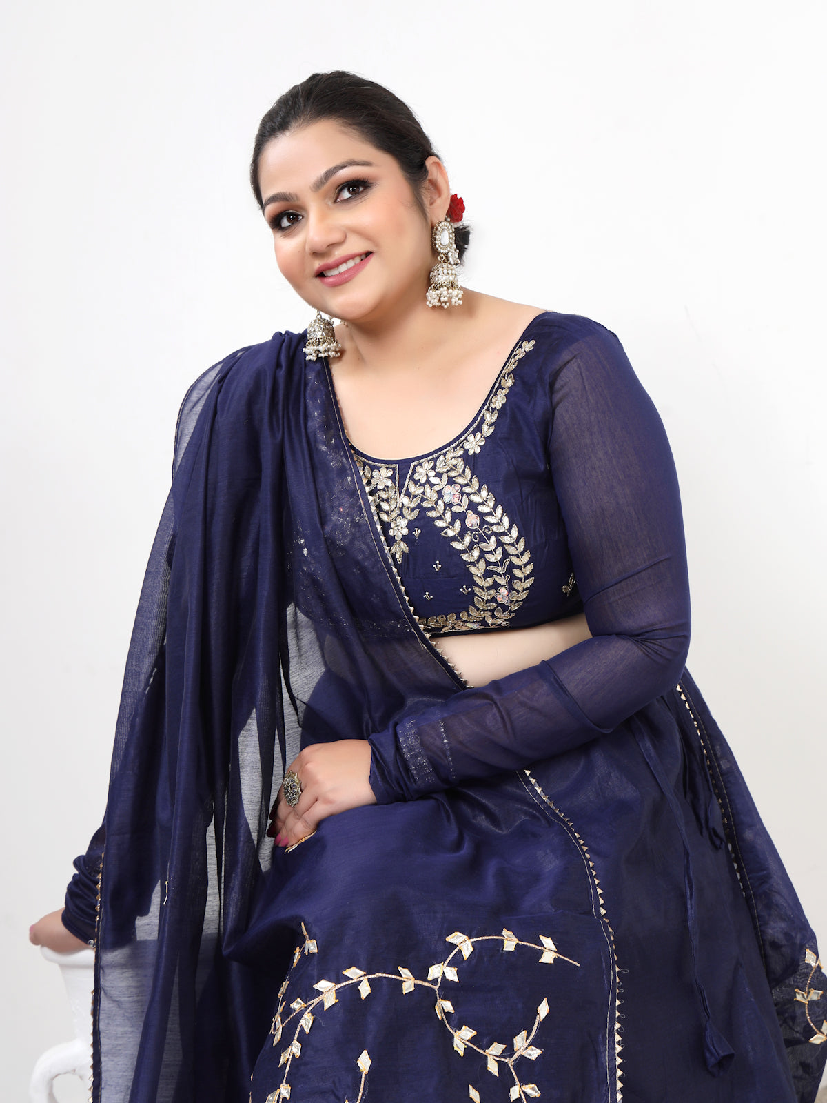 Royal Blue Semistitched Lehenga Set