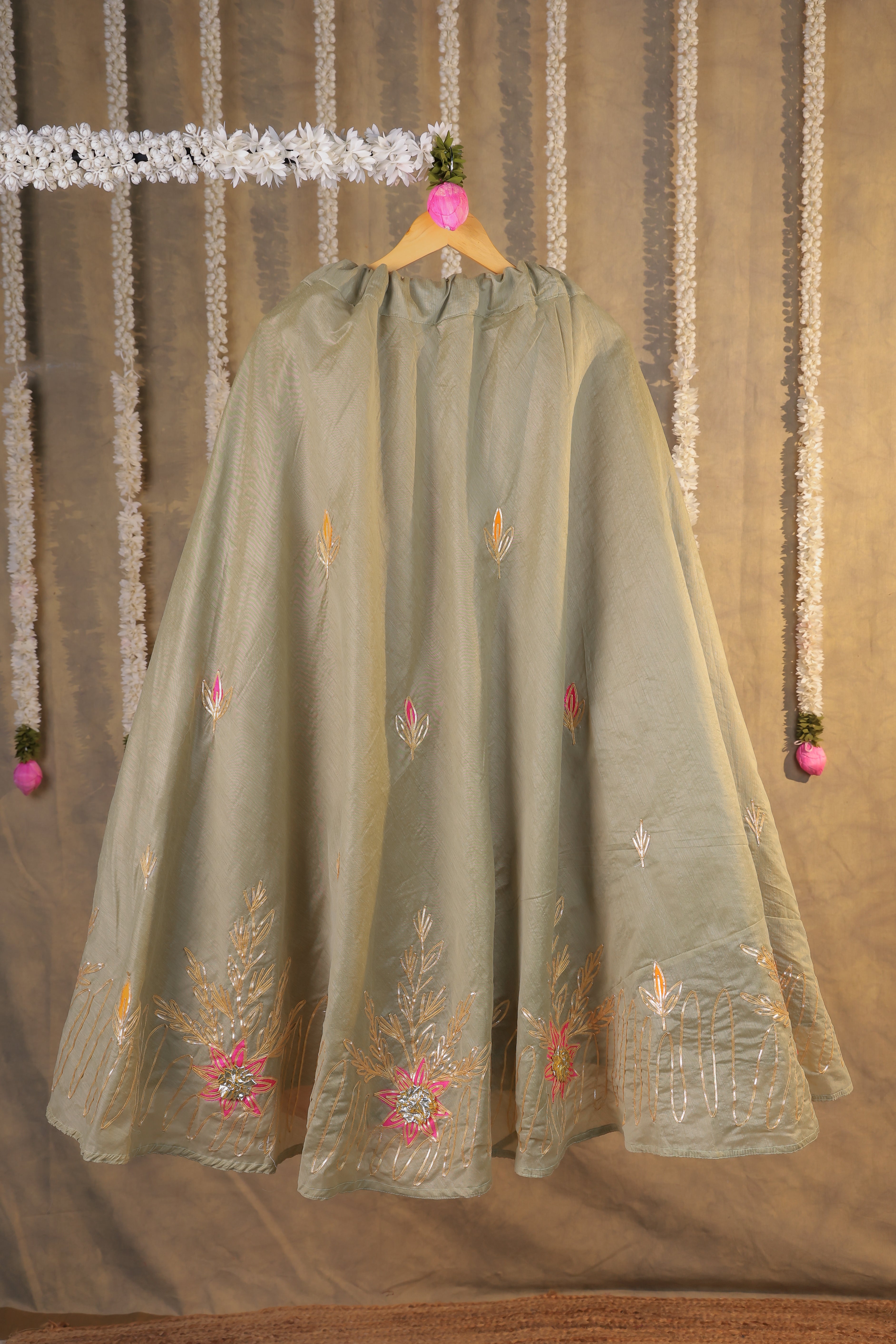 Pistachio Glow Semi-Stitched Lehenga Set