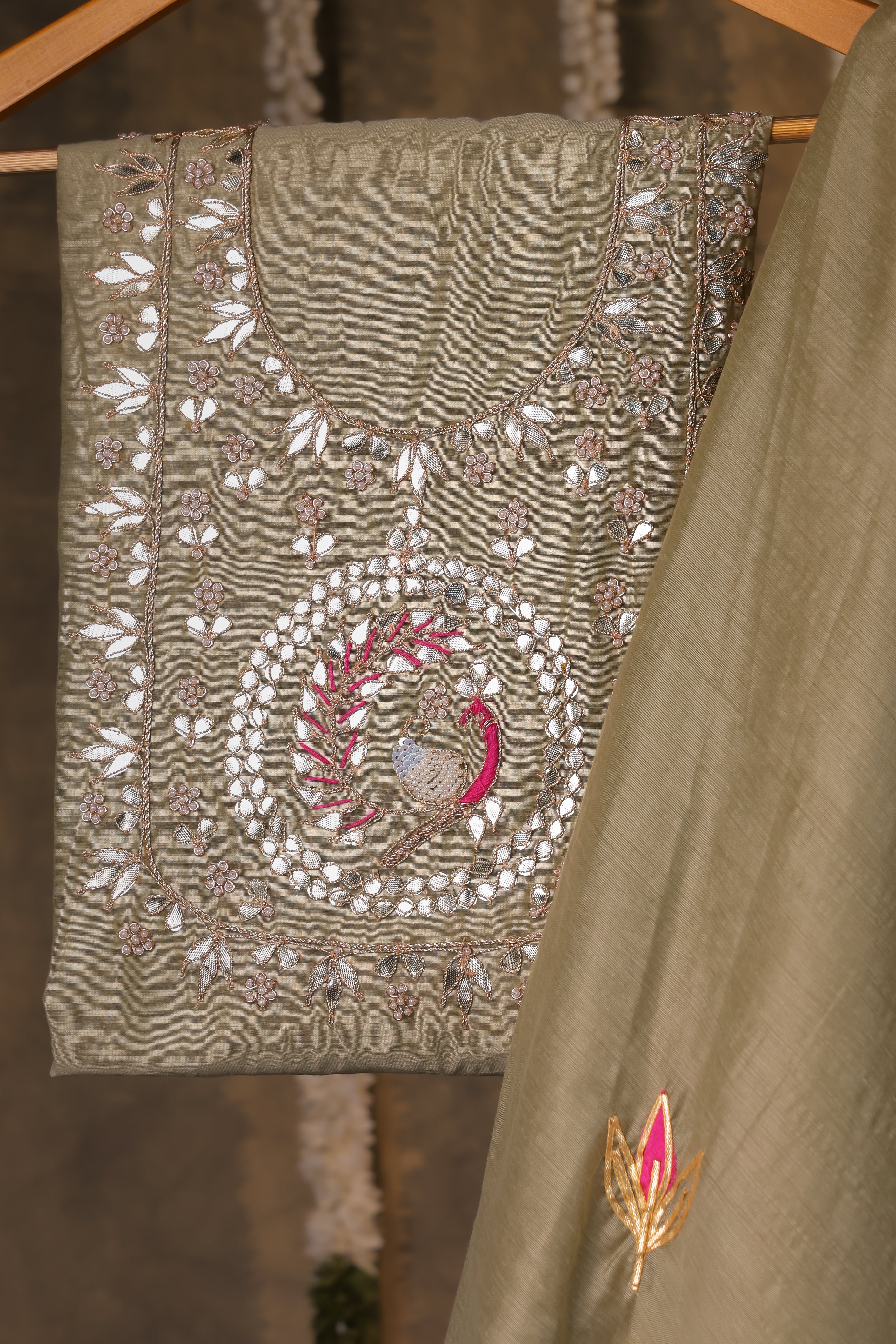 Pistachio Glow Semi-Stitched Lehenga Set