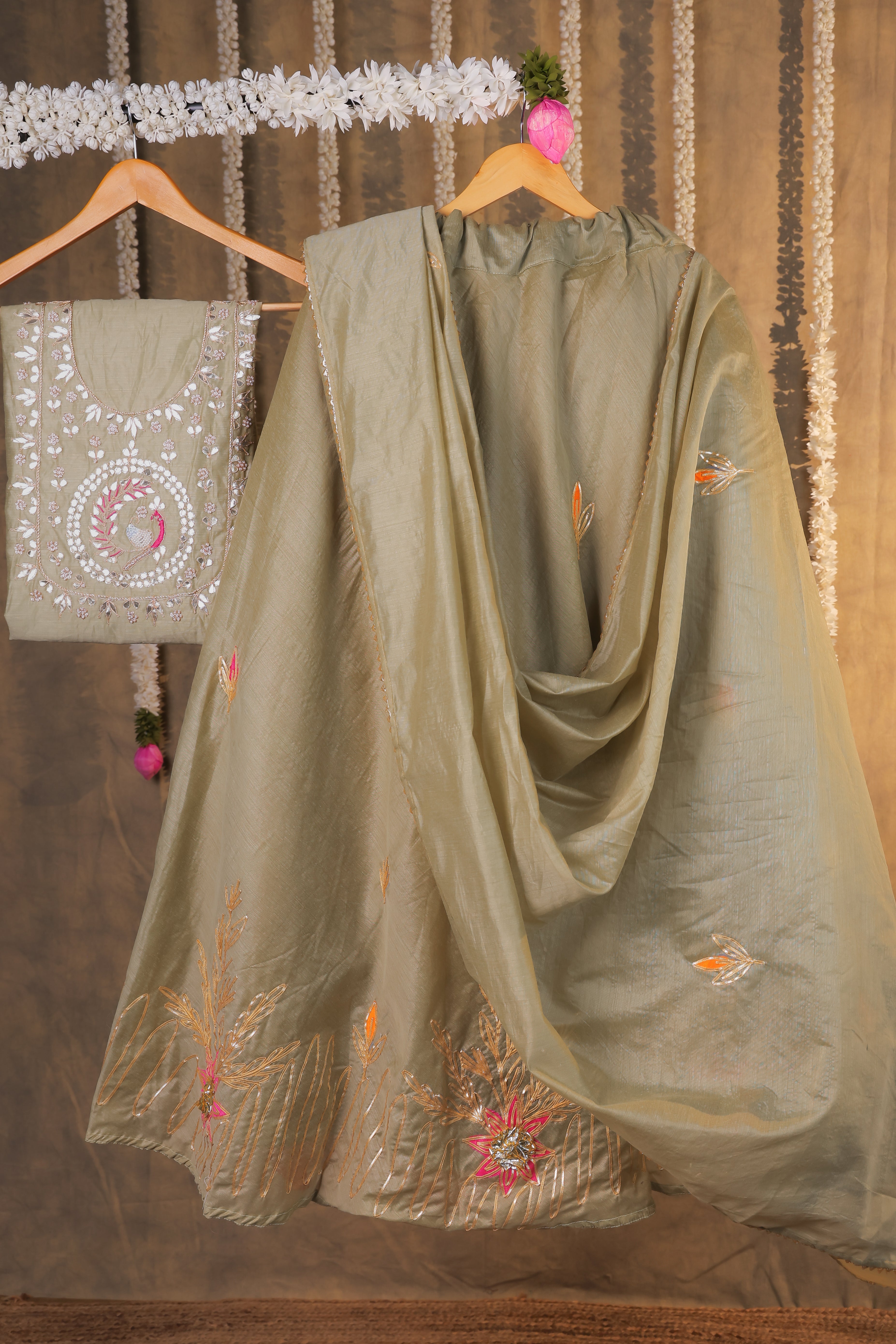 Pistachio Glow Semi-Stitched Lehenga Set