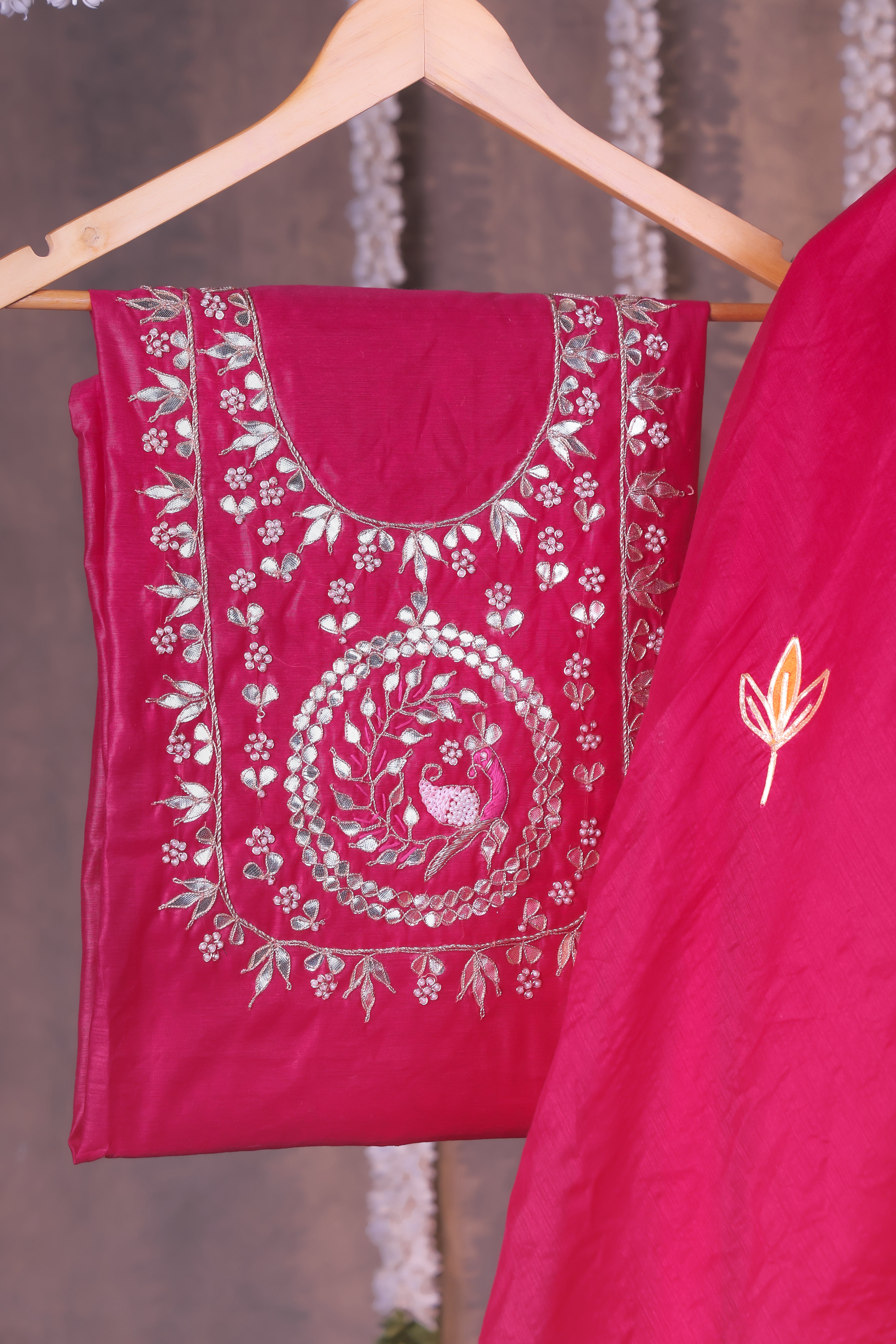 Maharani Magenta Pink Semi-Stitched Lehenga Set