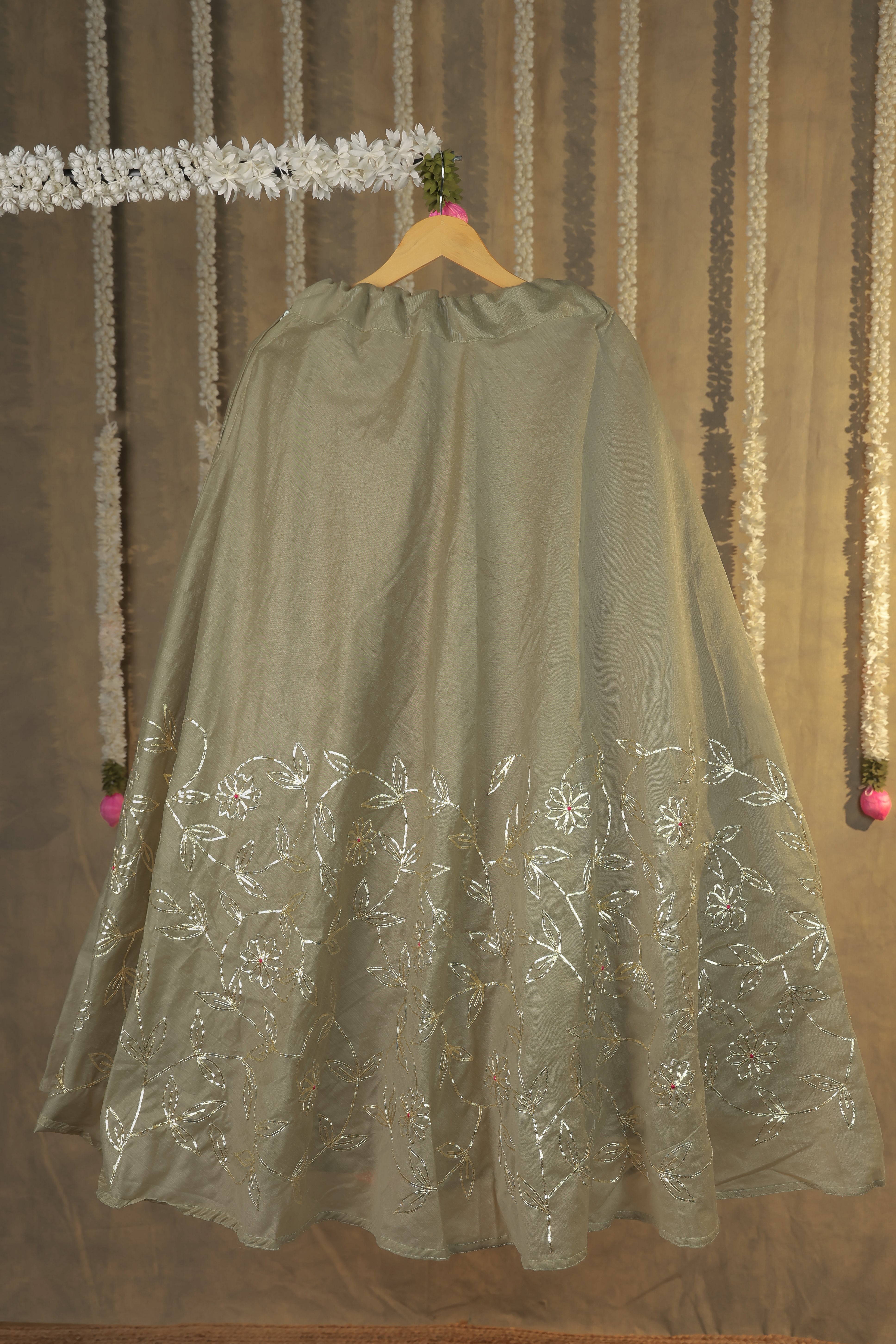 Regal Celadon Green Semi-Stitched Lehenga Set