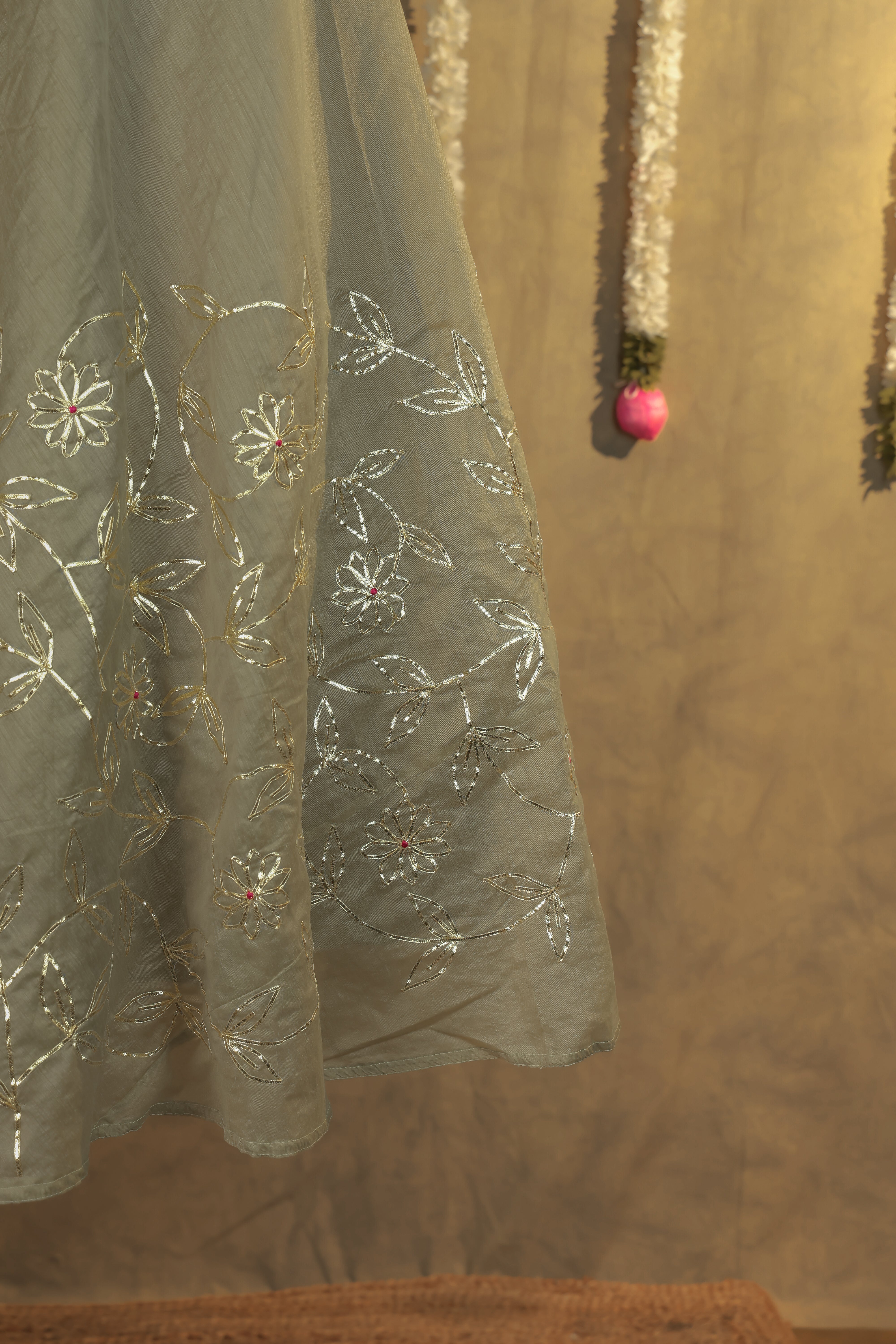 Regal Celadon Green Semi-Stitched Lehenga Set