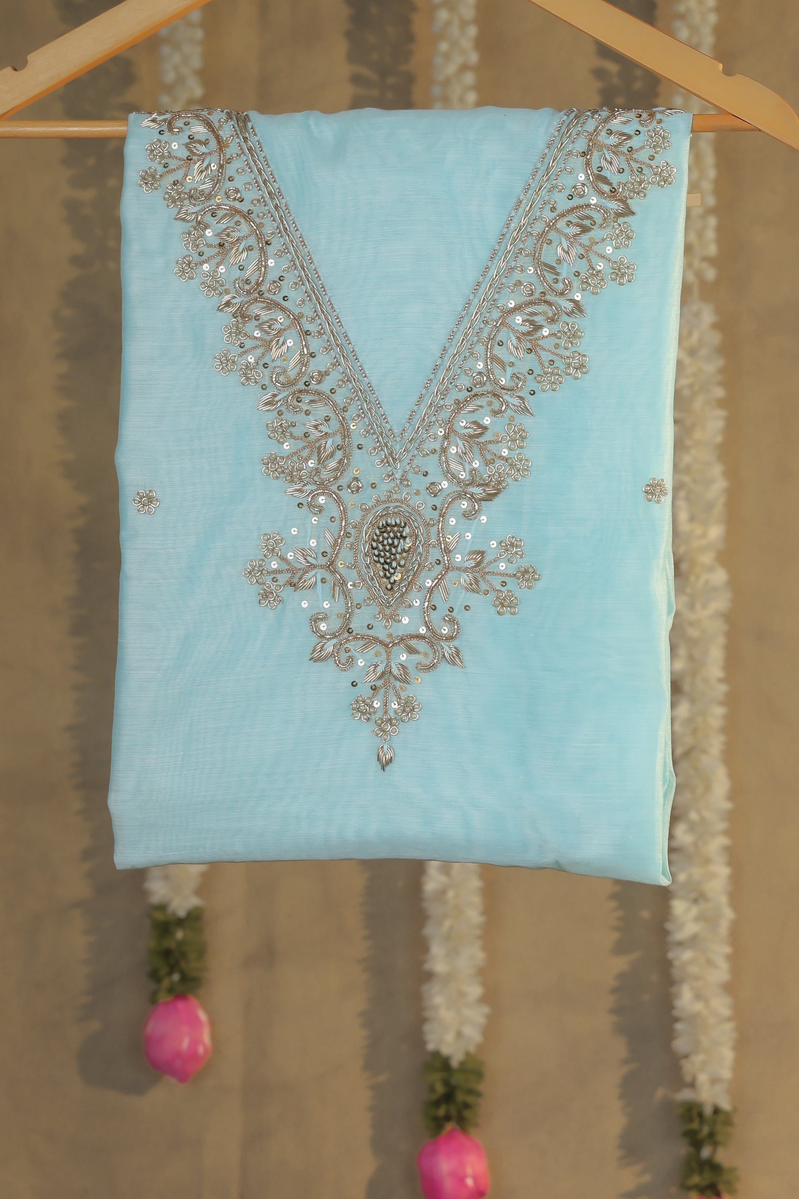 Ethereal Sky Semi-Stitched Lehenga Set