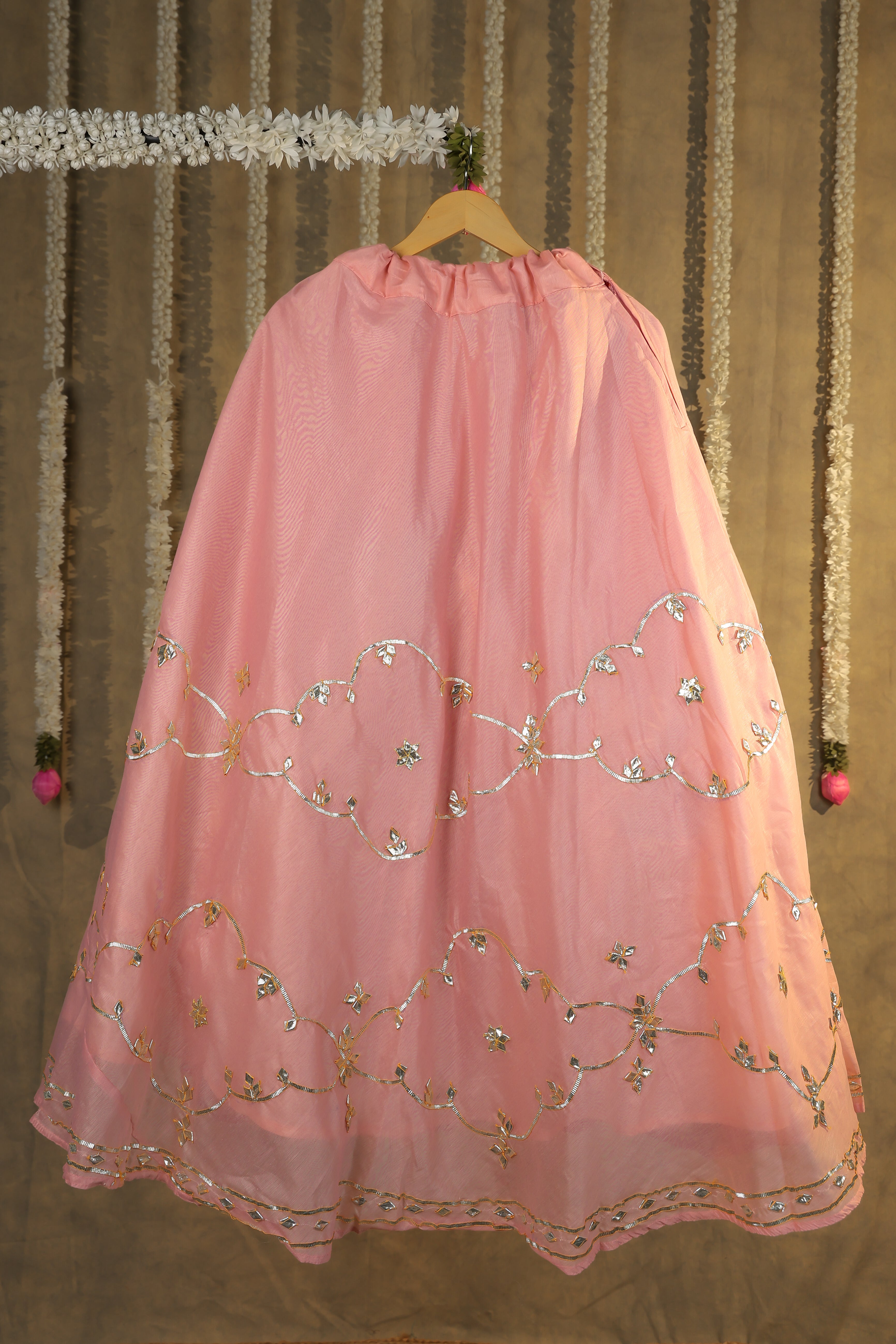 Dusky Rose Pink Semi-Stitched Lehenga Set