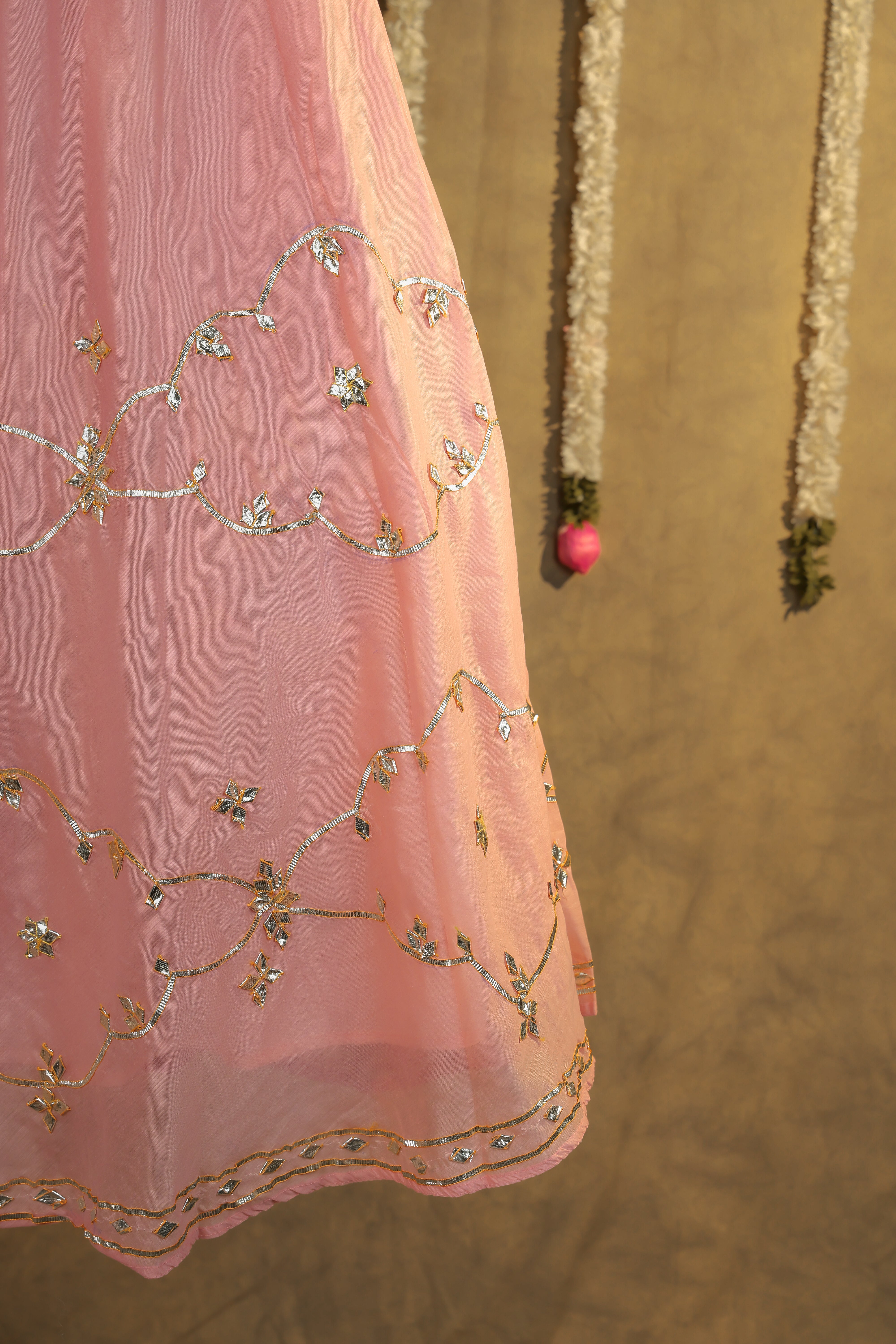 Dusky Rose Pink Semi-Stitched Lehenga Set