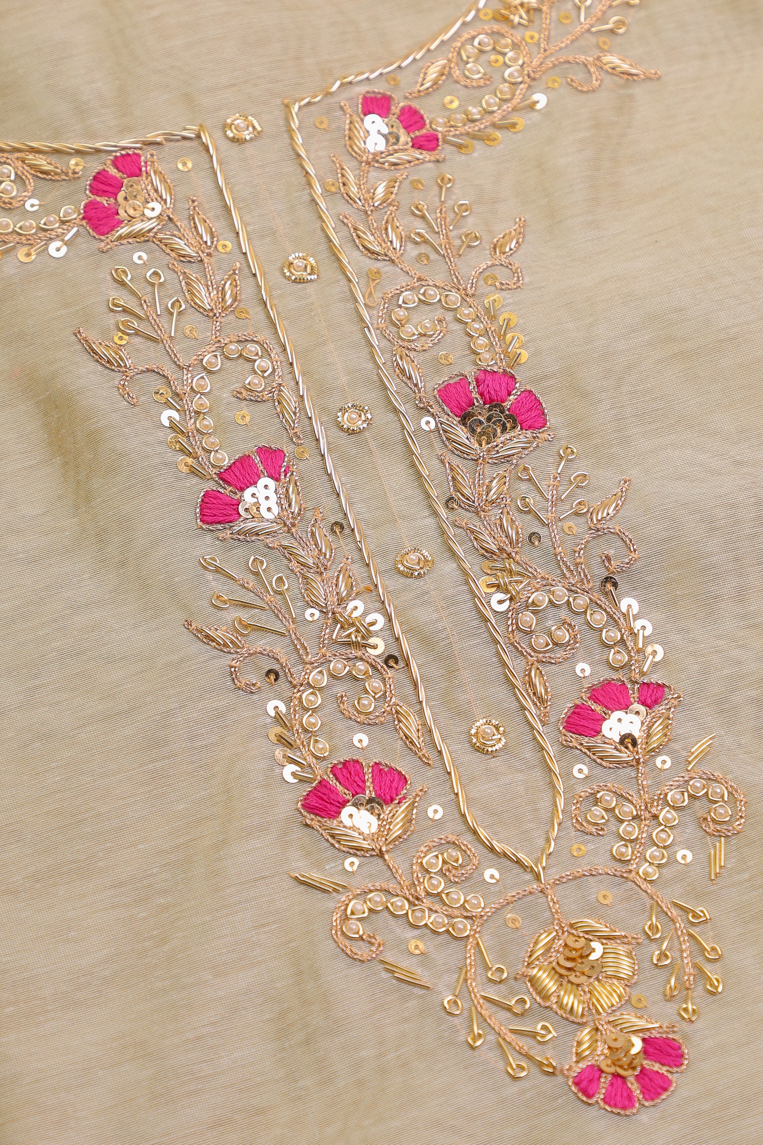 Pista Green Unstitch Suit with Handcrafted Heavy Zardosi and Rani Thread Work