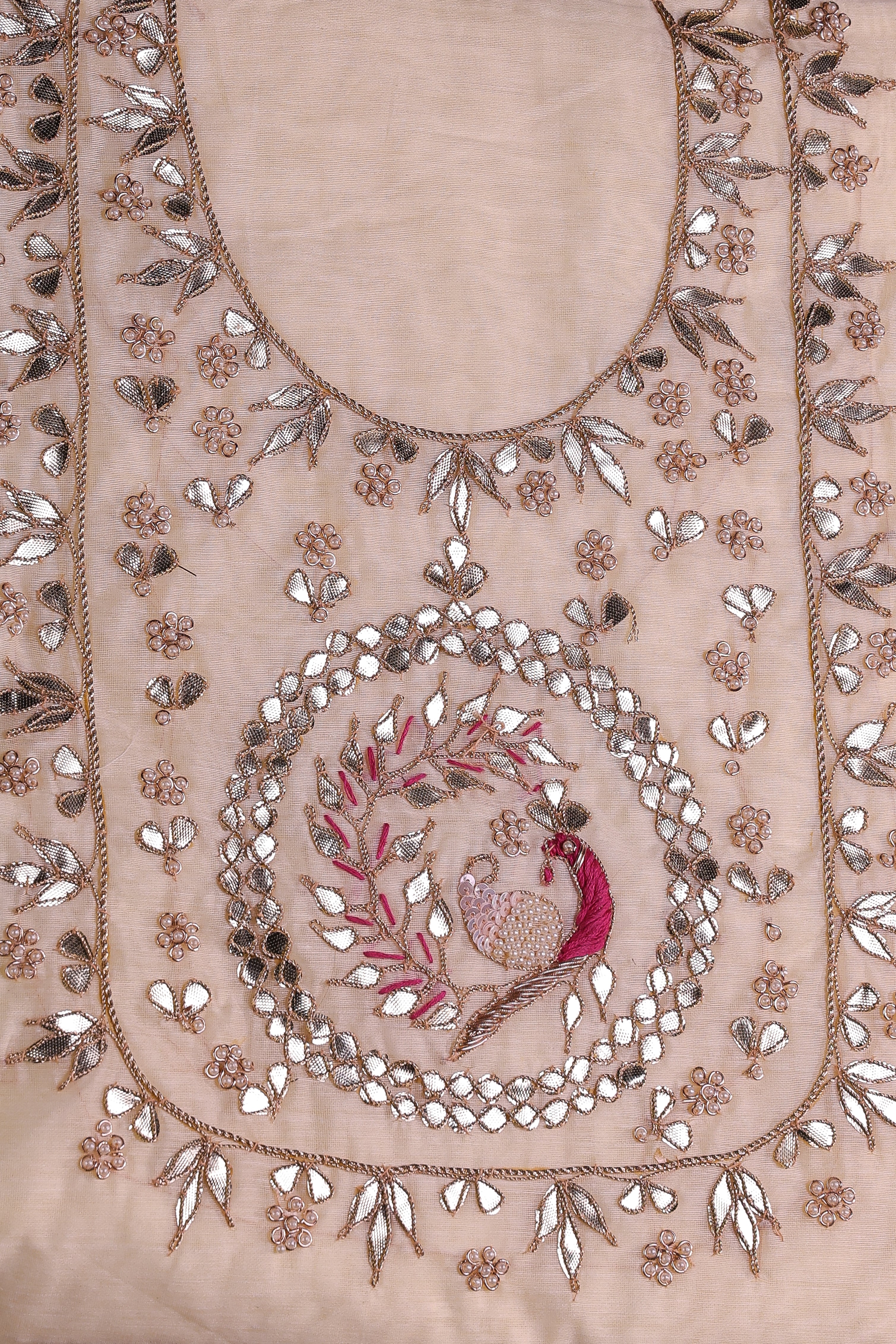 Champagne White Semi-Stitched Lehenga Set