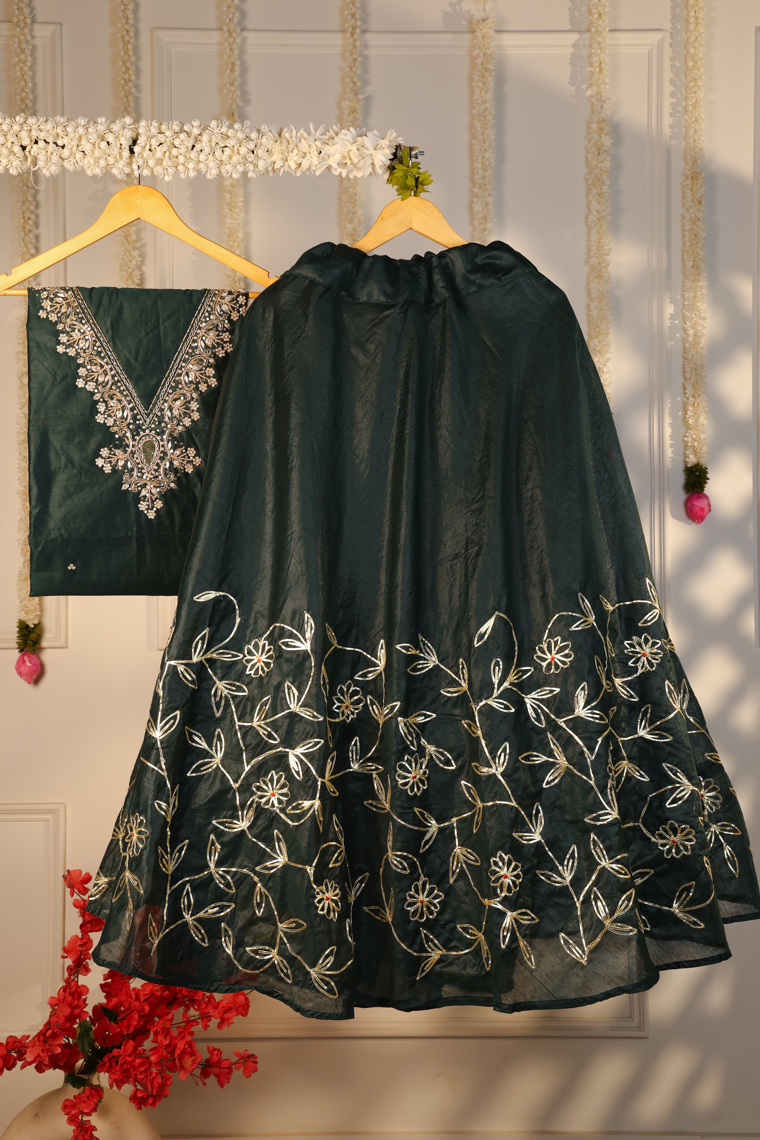 Emerald Royale Semi-Stitched Lehenga Set