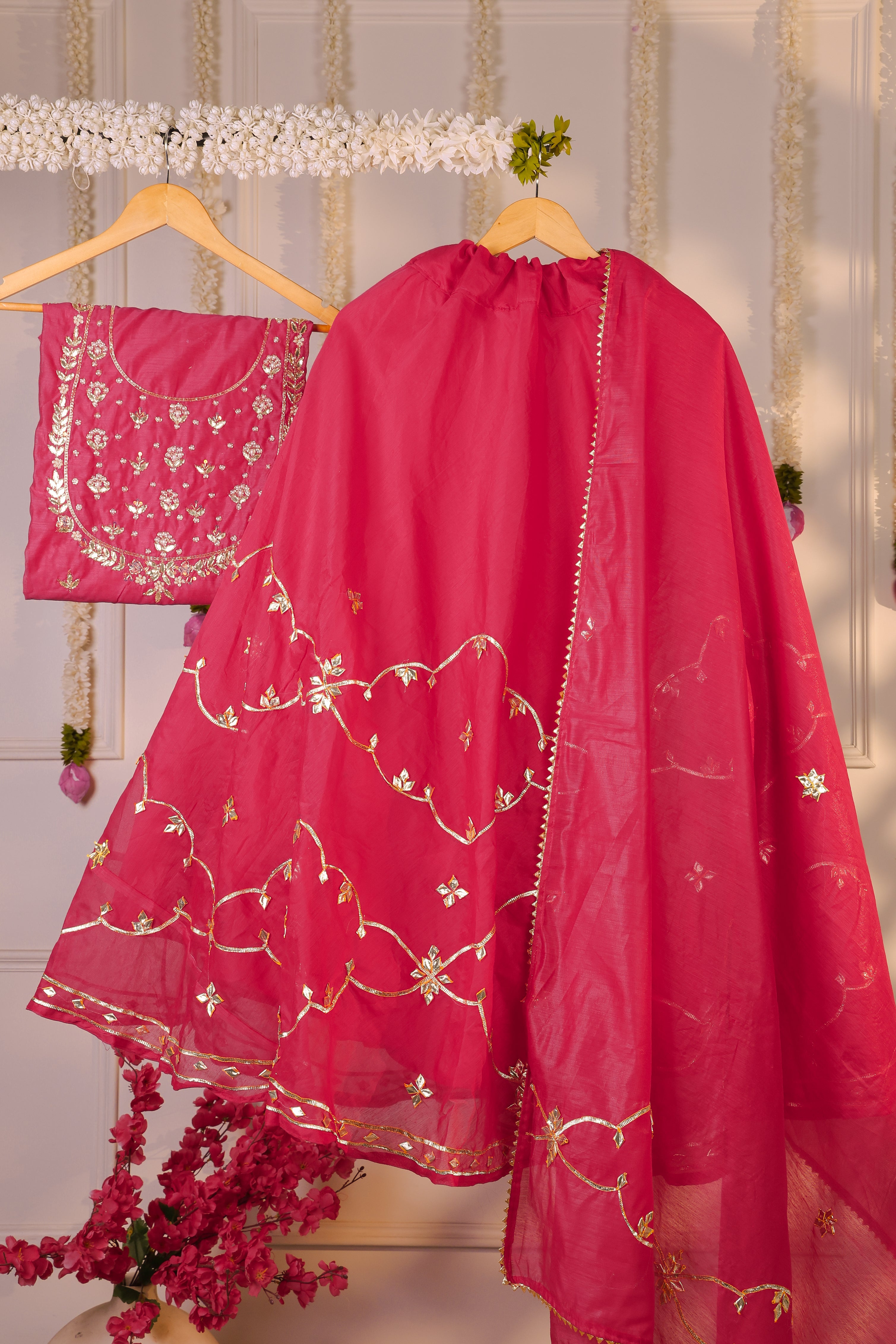 Gulabi Grandeur Semi-Stitched Lehenga Set